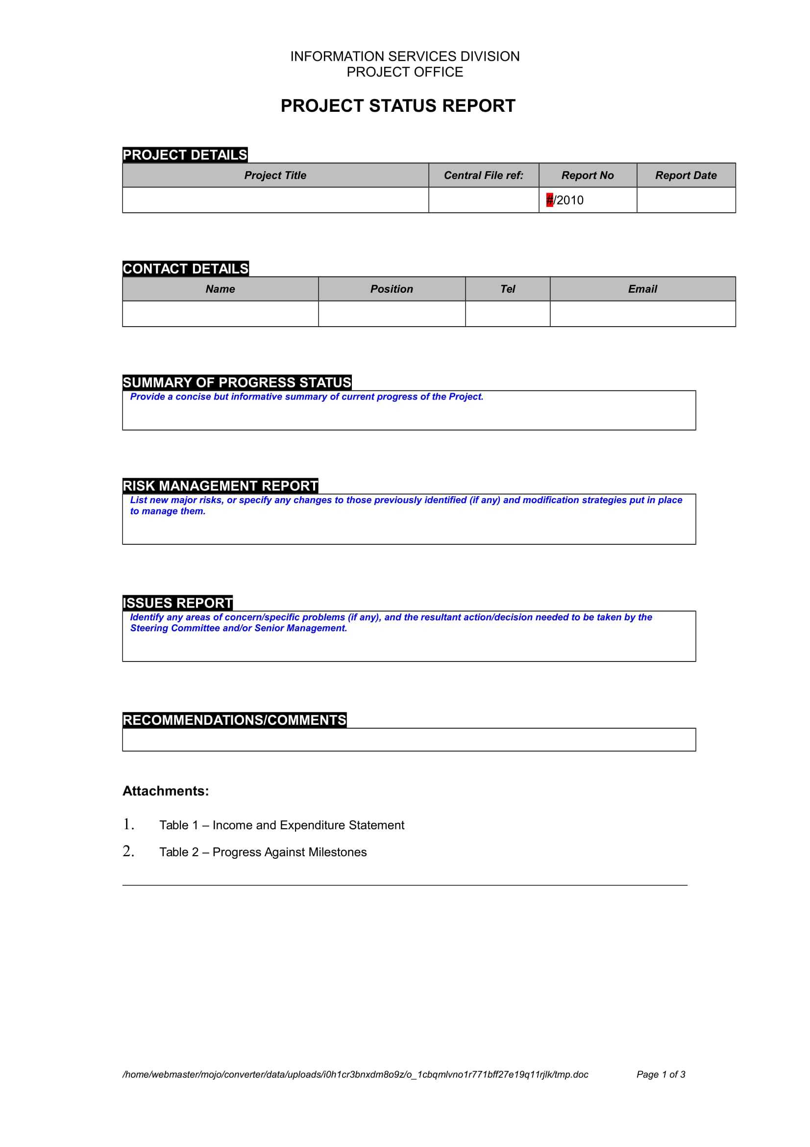 001 Project Management Status Report Template Ideas Amazing Inside Report To Senior Management Template