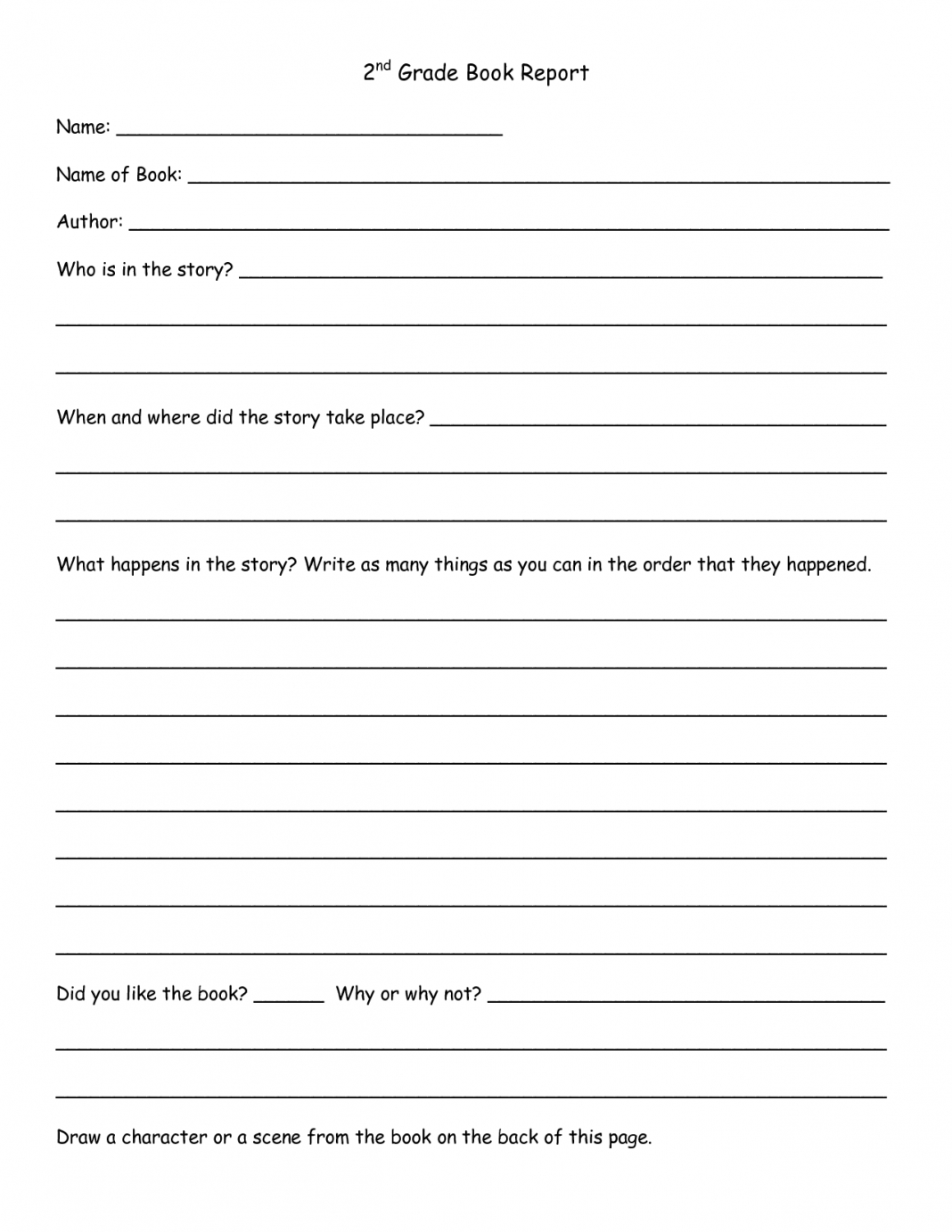 002 202Nd Grade Book Report Template Pdf Examples Free Inside 6Th Grade Book Report Template