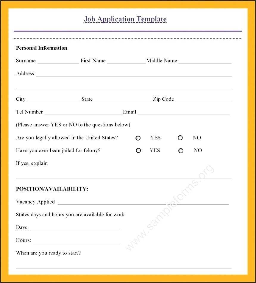 002 Job Application Template Doc Employment Form Unique Inside Job Application Template Word Document