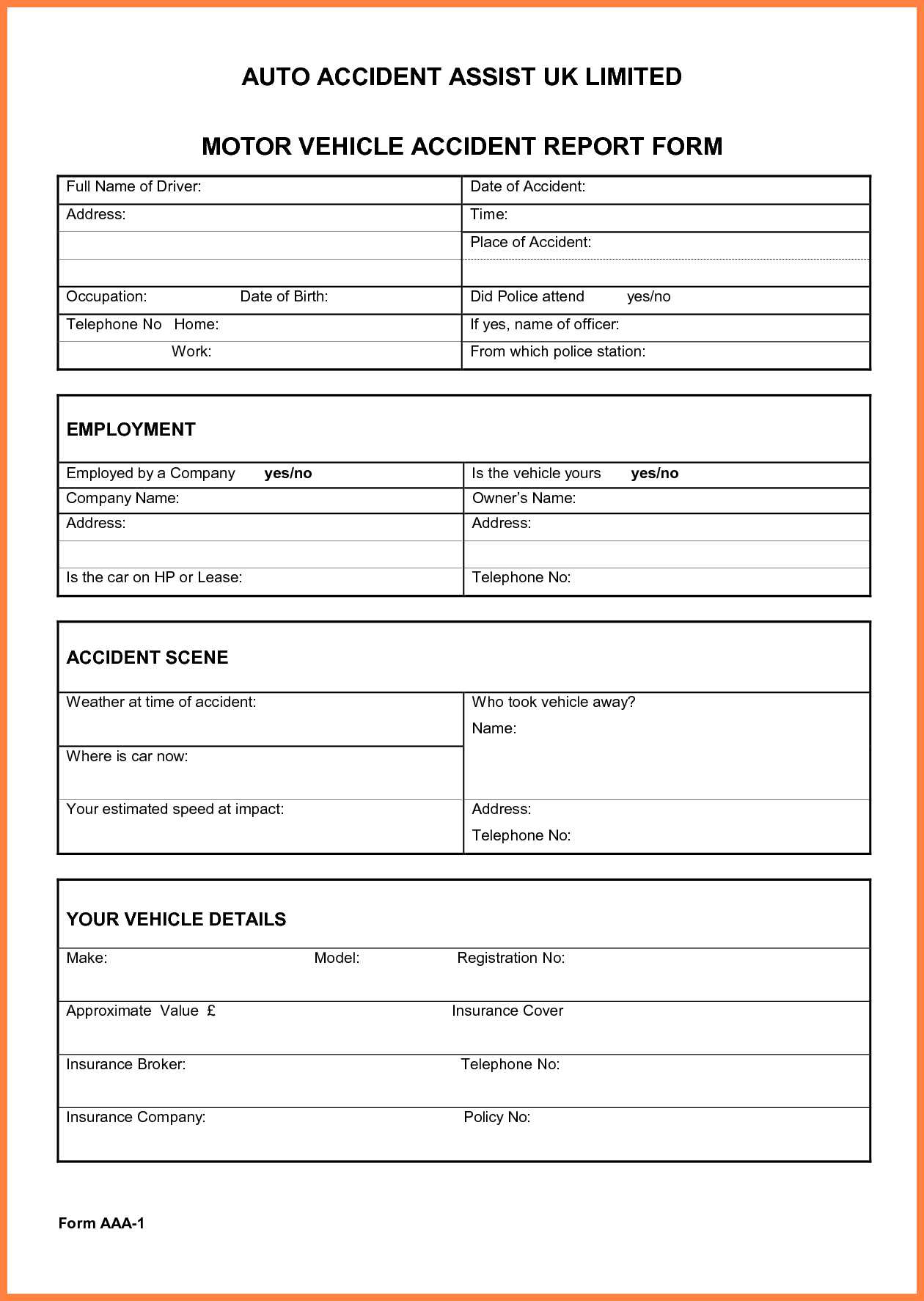 002 Template Ideas Vehicle Accident Report Form Doc Company Regarding Vehicle Accident Report Form Template