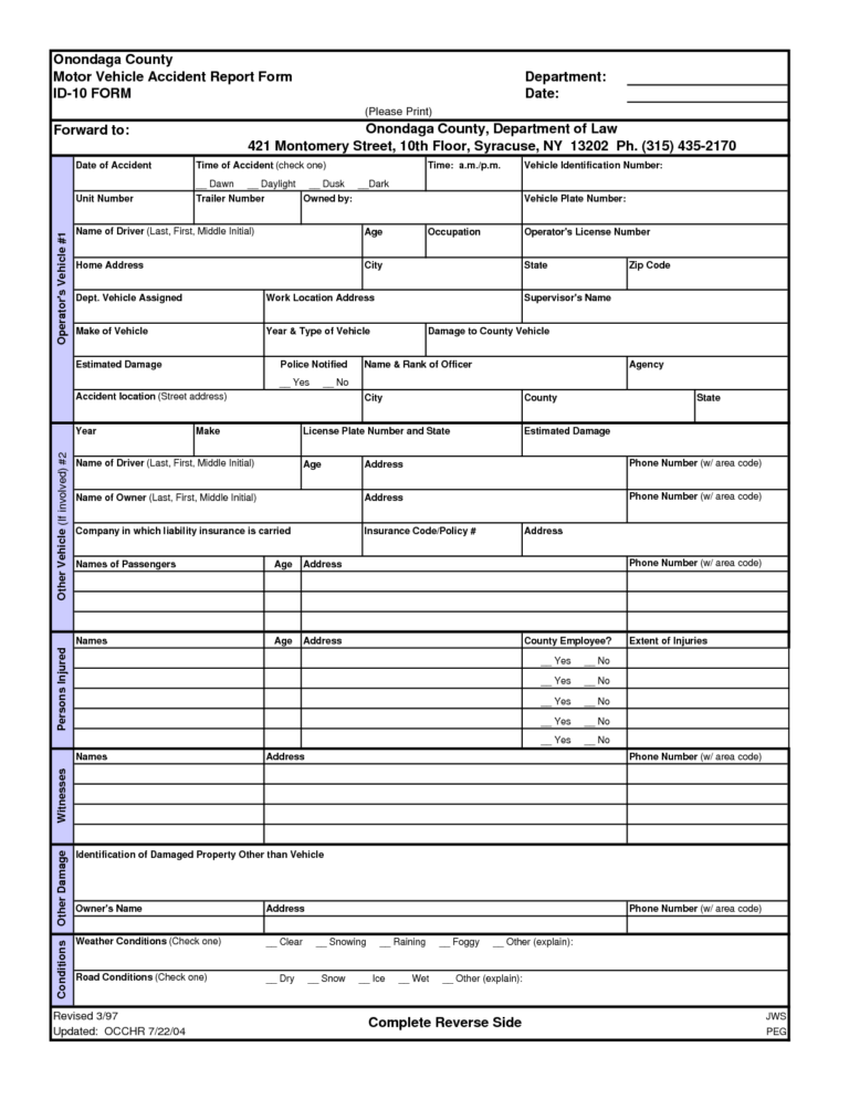 Vehicle Accident Report Template