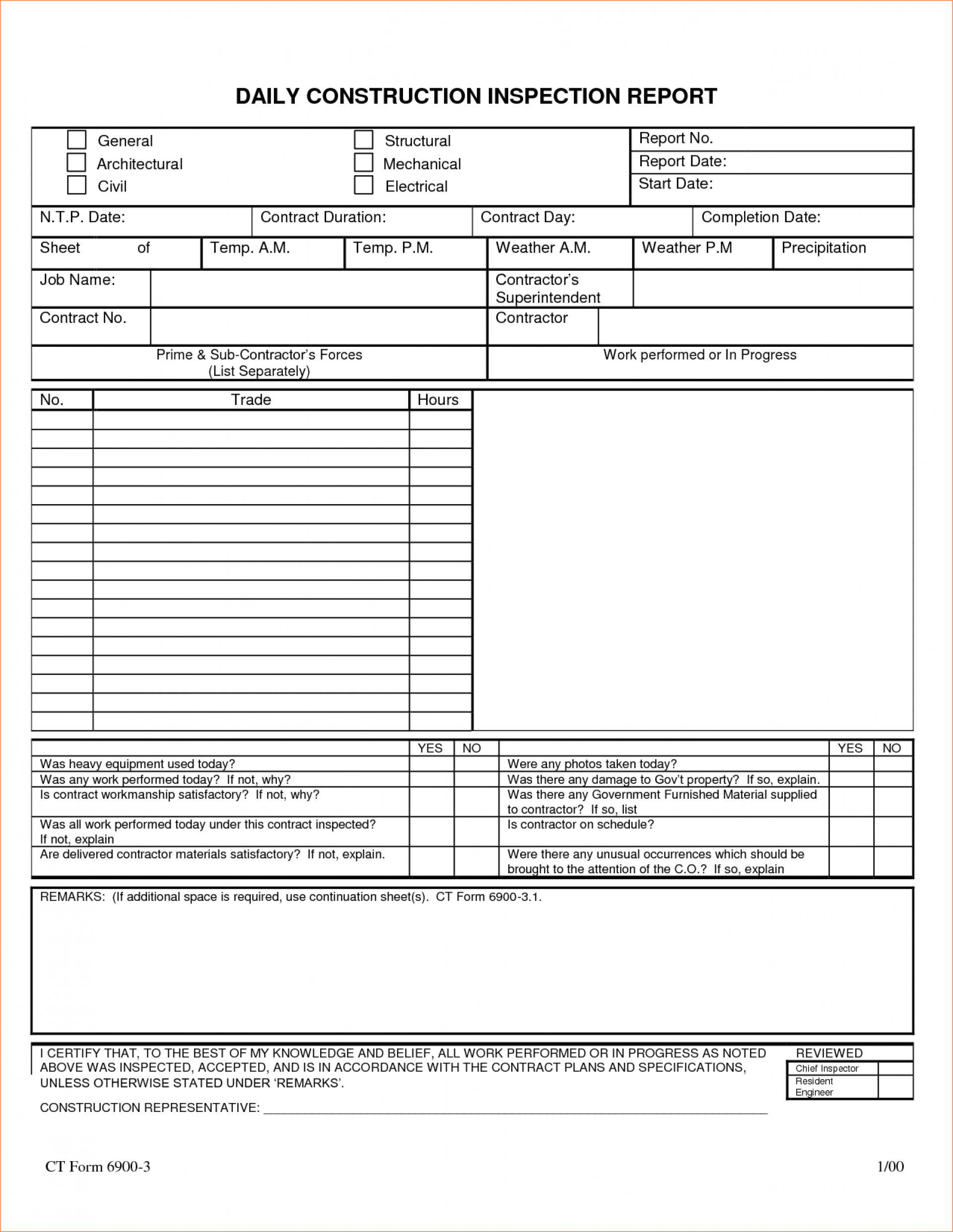 003 Construction Daily Reports Templates Report Form With Superintendent Daily Report Template