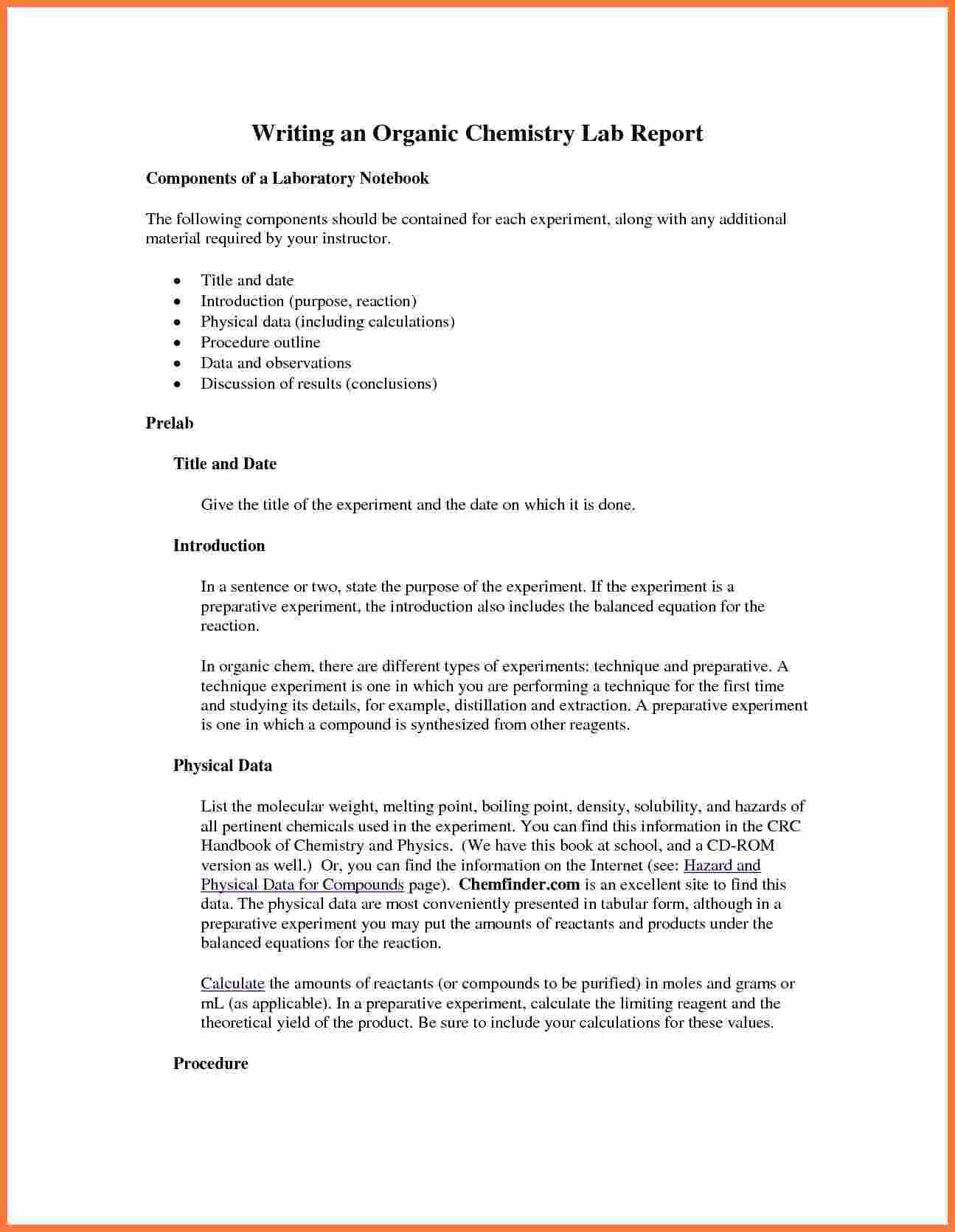 003 Organic Chemistry Lab Report Example Also Ibmistry With Regard To Chemistry Lab Report Template