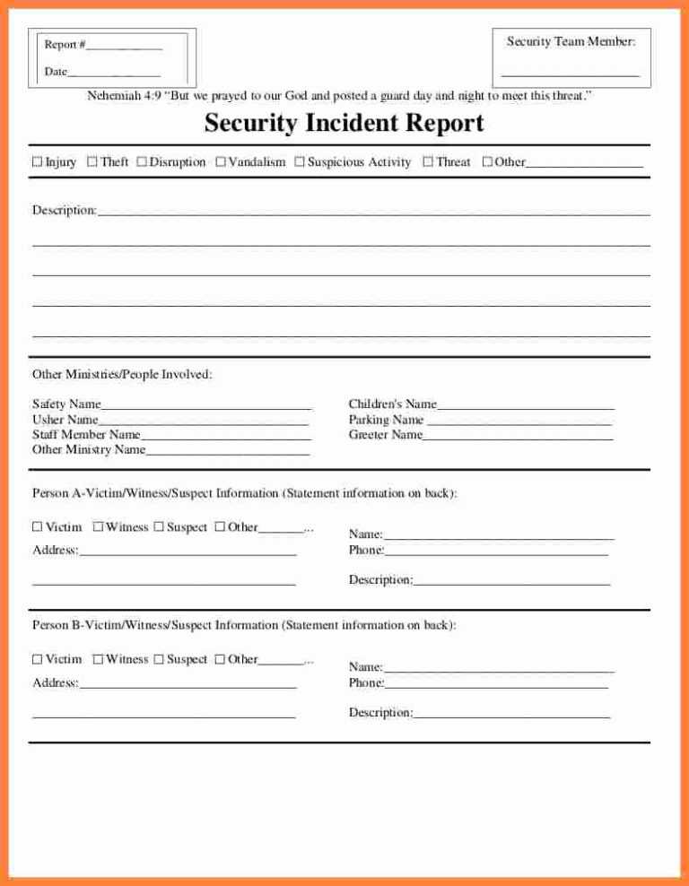 Incident Report Form Template Doc – Support.theboogaloo.org