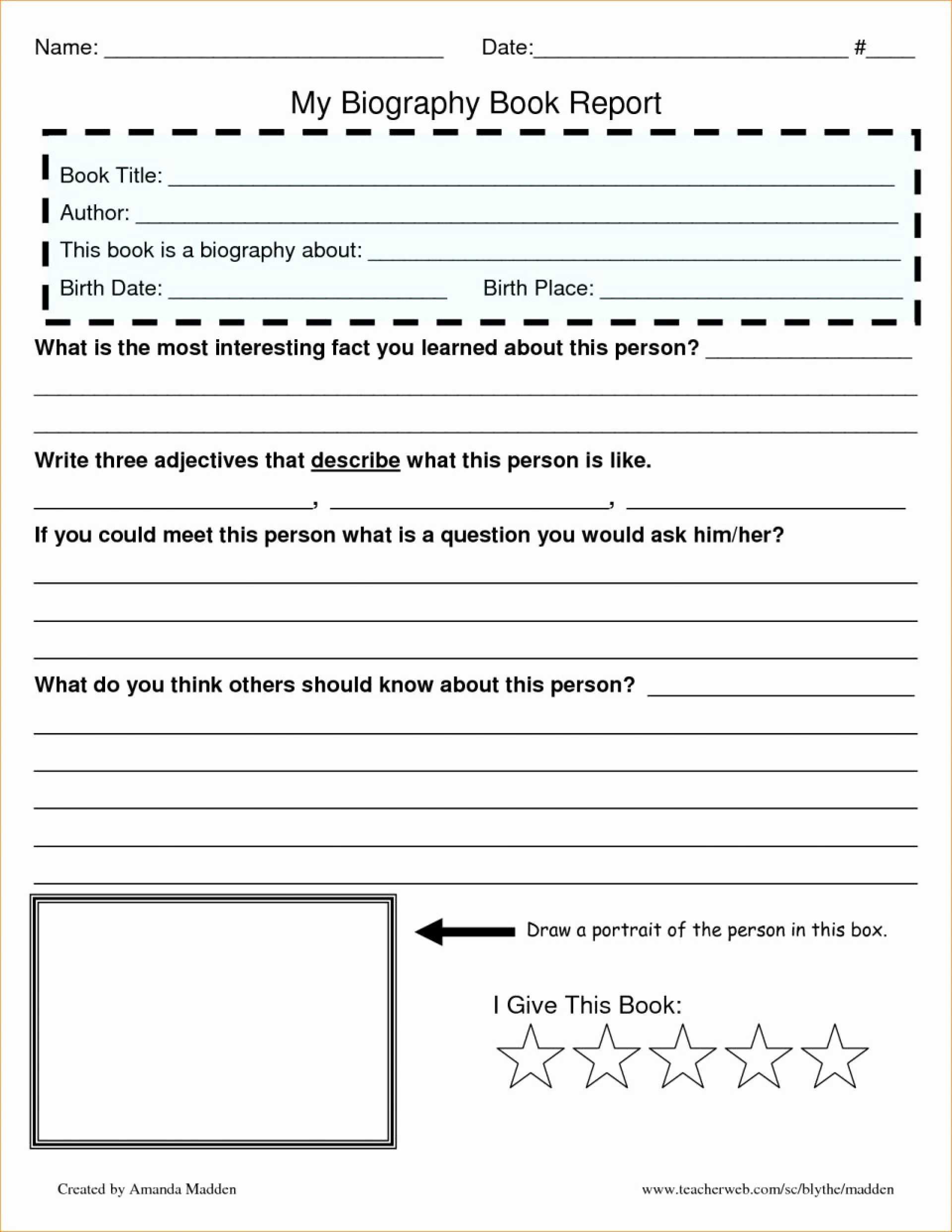 003 Template Ideas Biography Book Report Formidable 3Rd Within Middle School Book Report Template