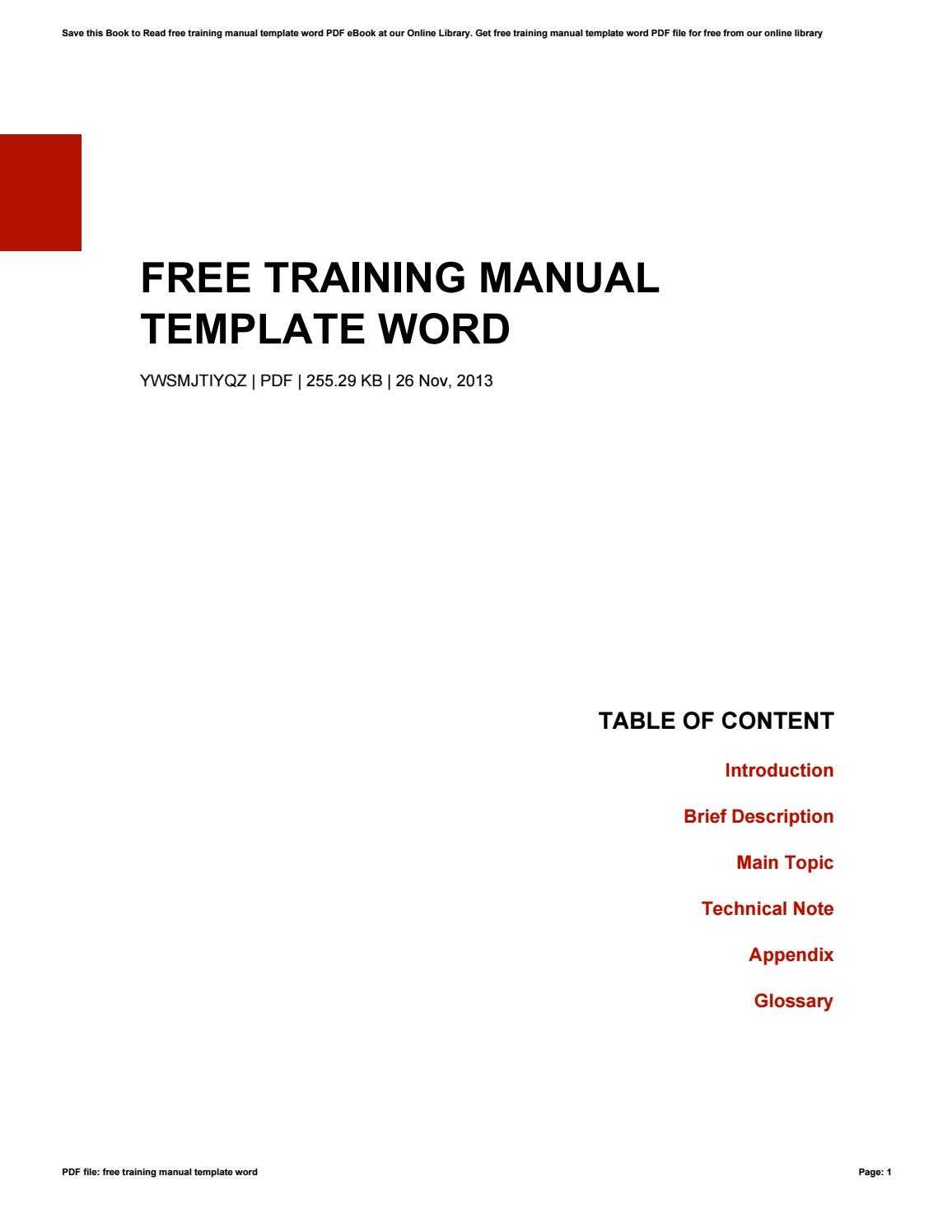 003 Training Manual Template Word Ideas Page 1 Fascinating Regarding Training Manual Template Microsoft Word