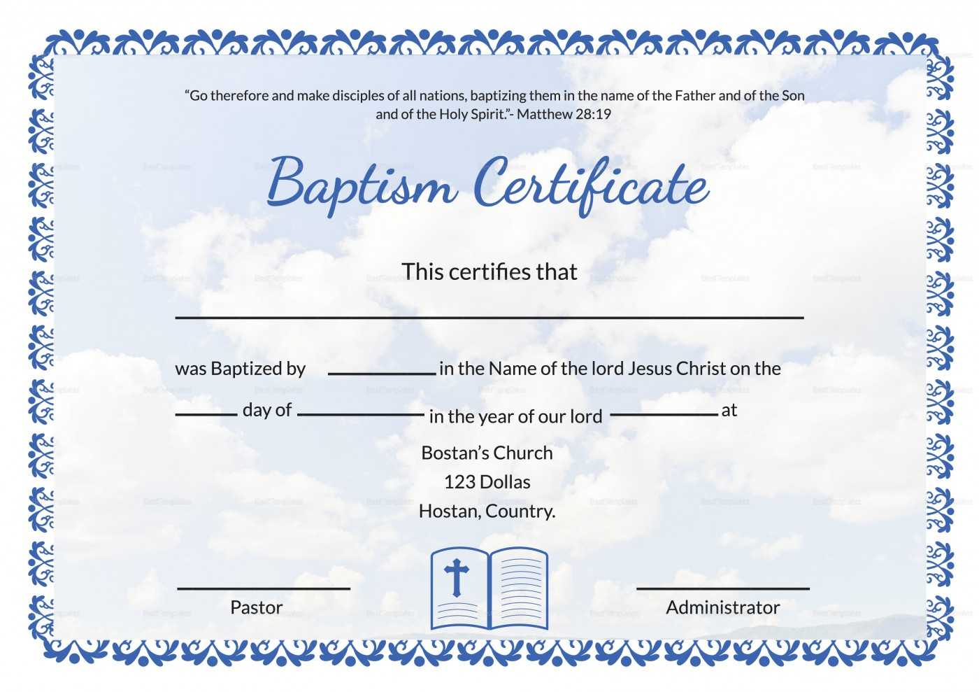 004 Certificate Of Baptism Template Ideas Unique Word Throughout Baptism Certificate Template Word