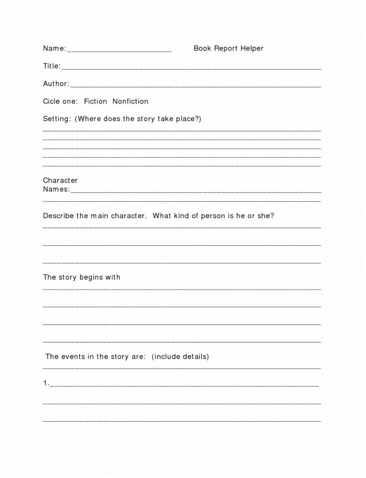 High School Book Report Template