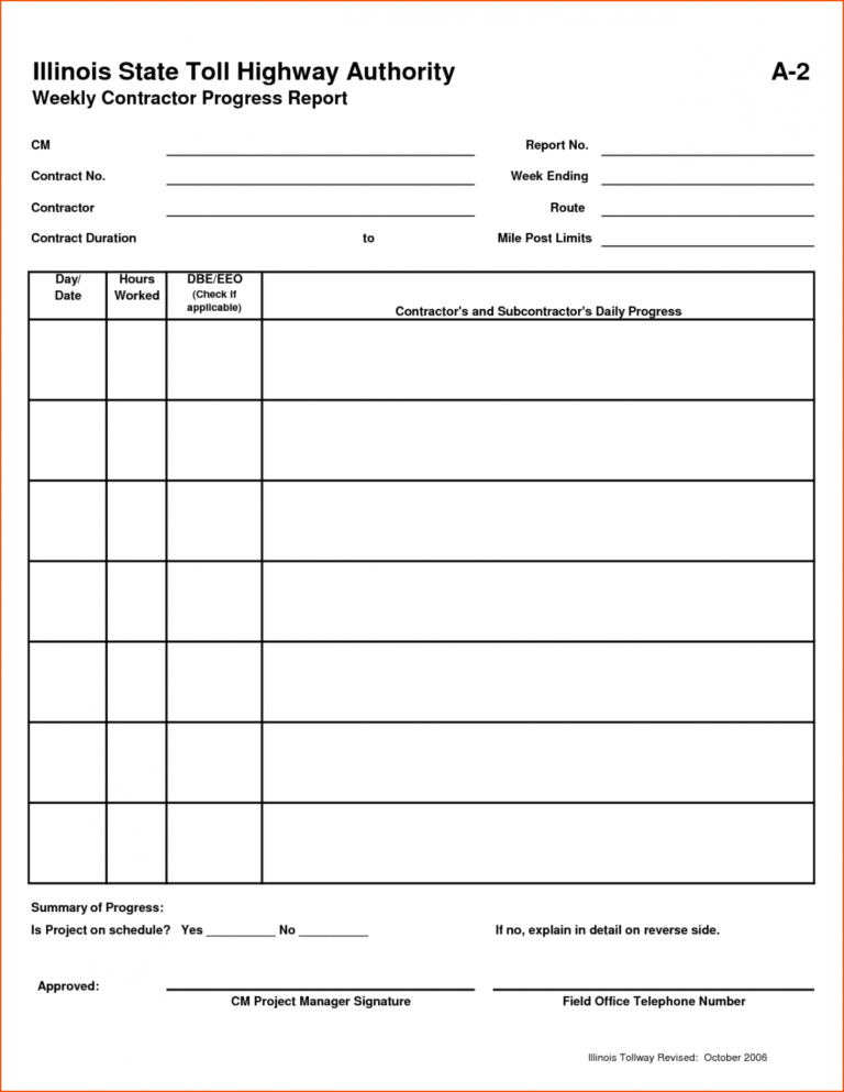 Construction Daily Progress Report Template