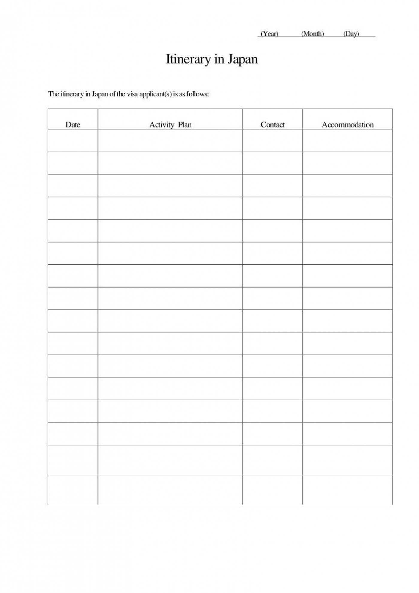 005 Template Ideas Travel Itinerary Word Frightening Pertaining To Blank Trip Itinerary Template