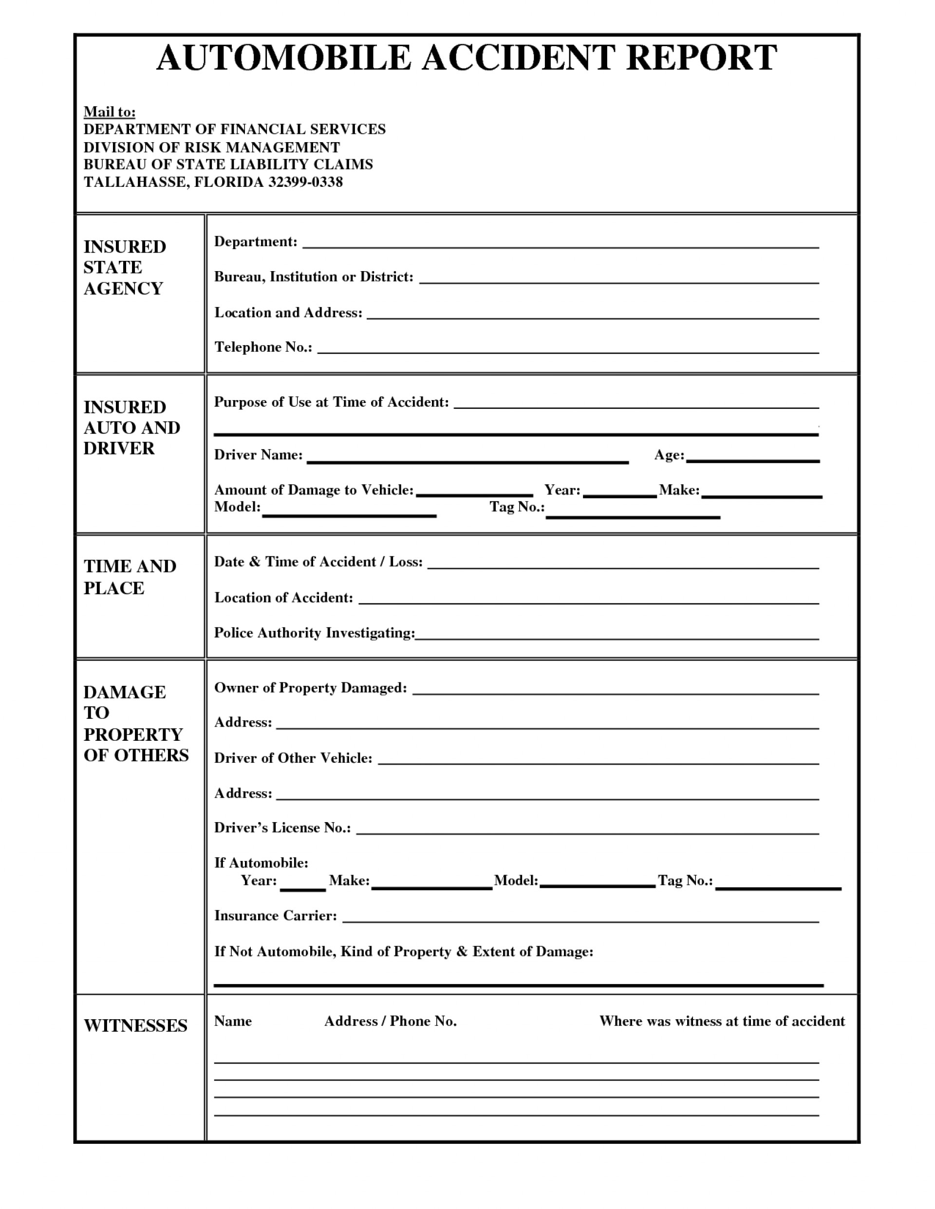 006 Motor Vehicle Accident Report Form Template Ideas With Regard To Vehicle Accident Report Form Template