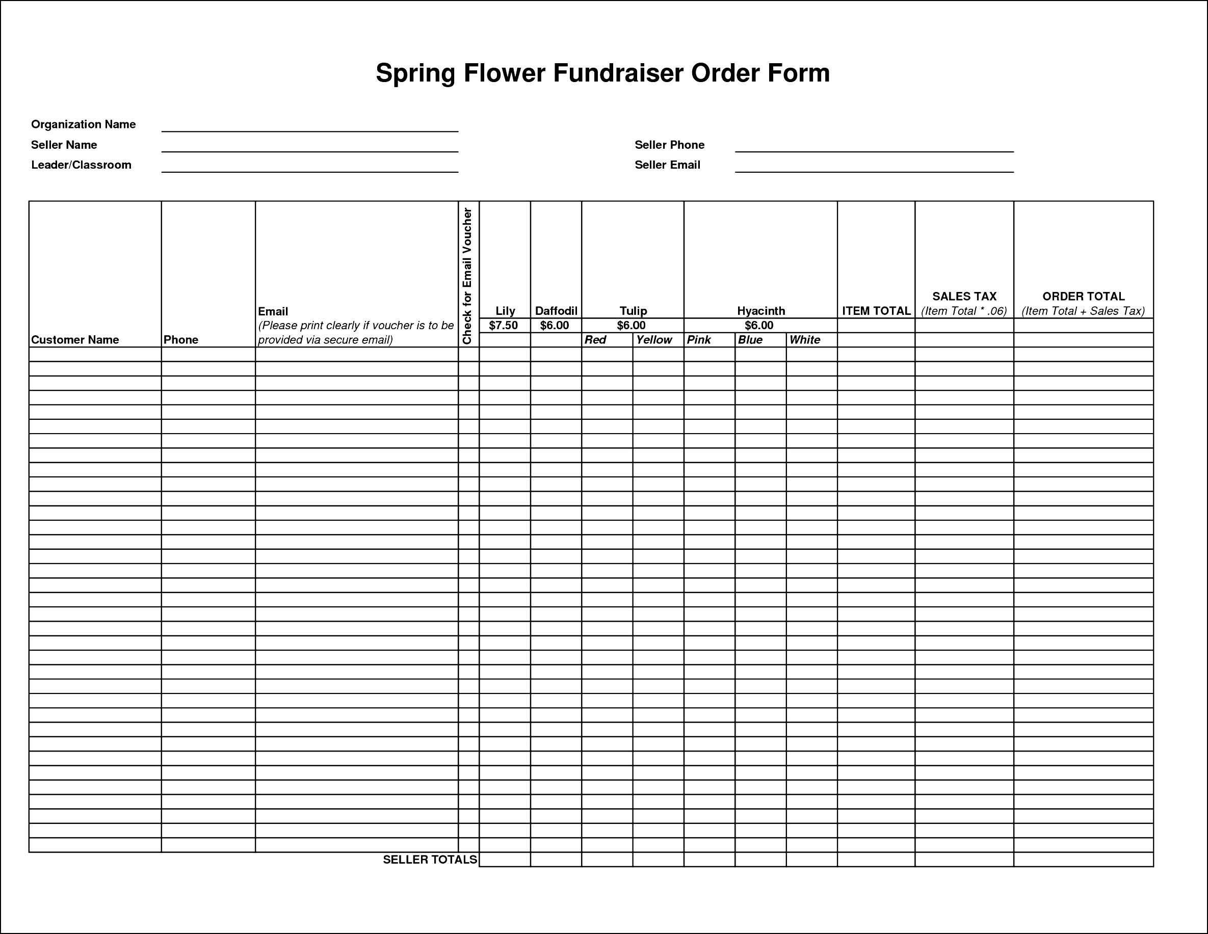 008 Fundraiser Order Form Template Free Download Imposing Regarding Blank Fundraiser Order Form Template