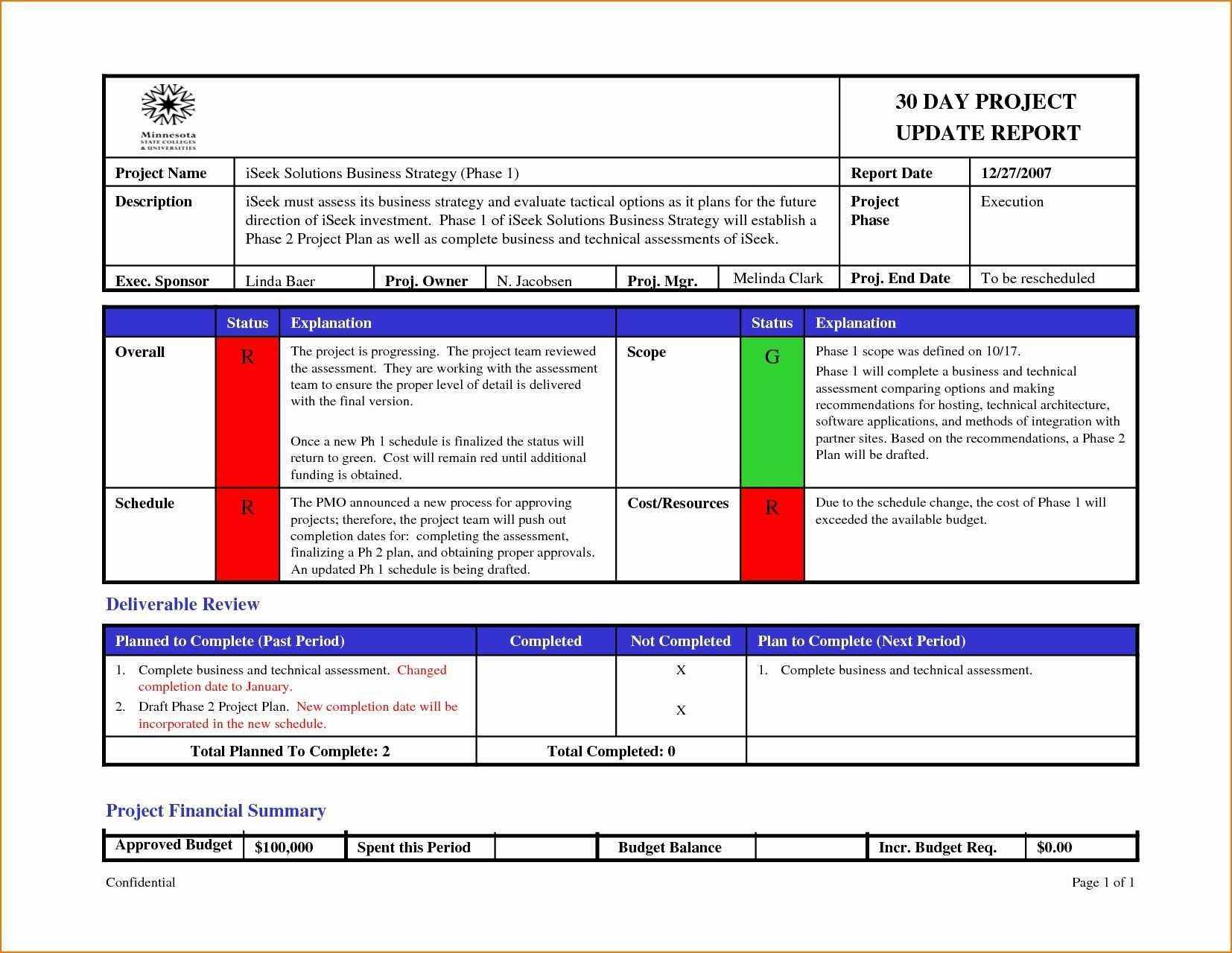 008 Project Management Report Template Status Ideas Team Within Project Management Status Report Template