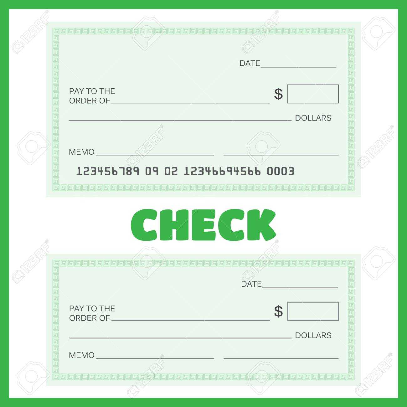 008 Template Ideas Blank Check Bank Set Vector Sensational For Blank Cheque Template Download Free