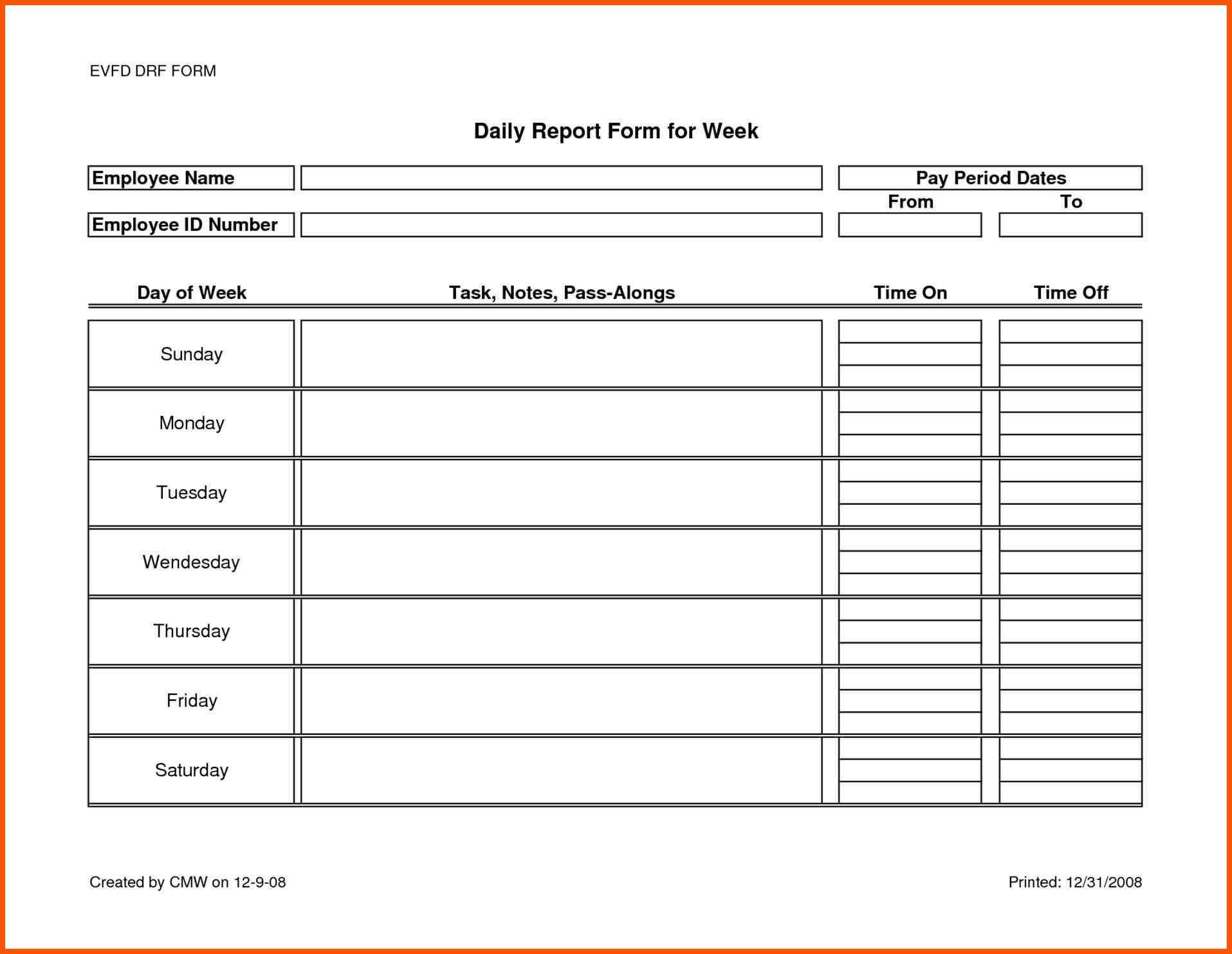 010 Daily Work Report Format Sample In Excel Job January In Daily Activity Report Template