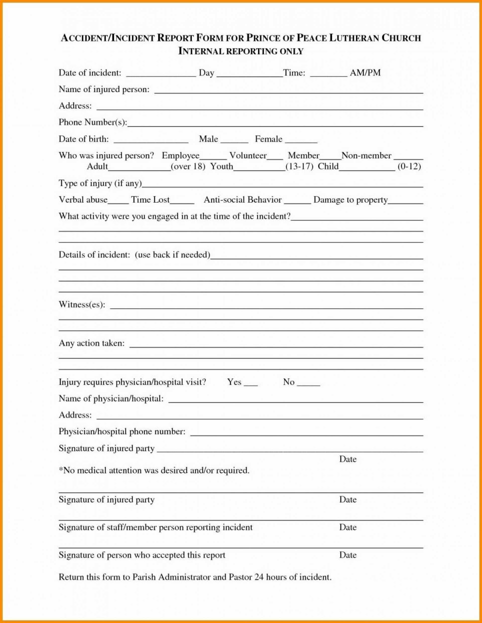 012 Incident Report Template Word South Africadeas Vehicle Intended For Itil Incident Report Form Template