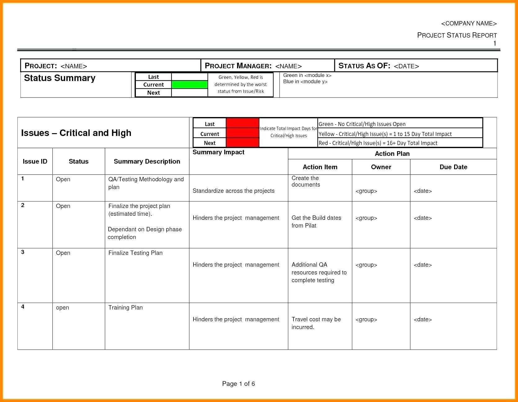 012 Template Ideas Ic Weekly Project Status Report In Project Status Report Template In Excel