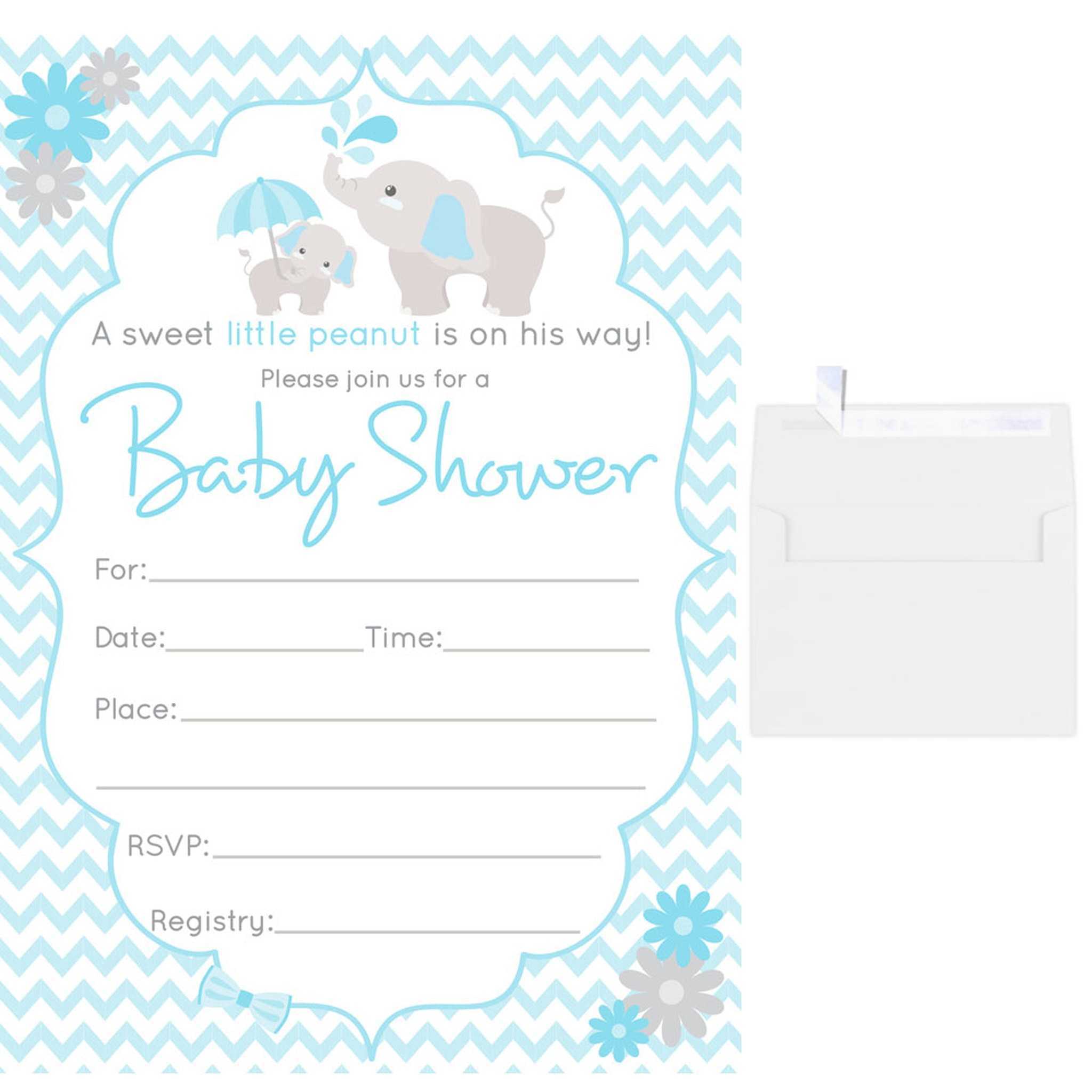 013 Baby Shower Invitation Blank Templates Boy Template With Blank Elephant Template