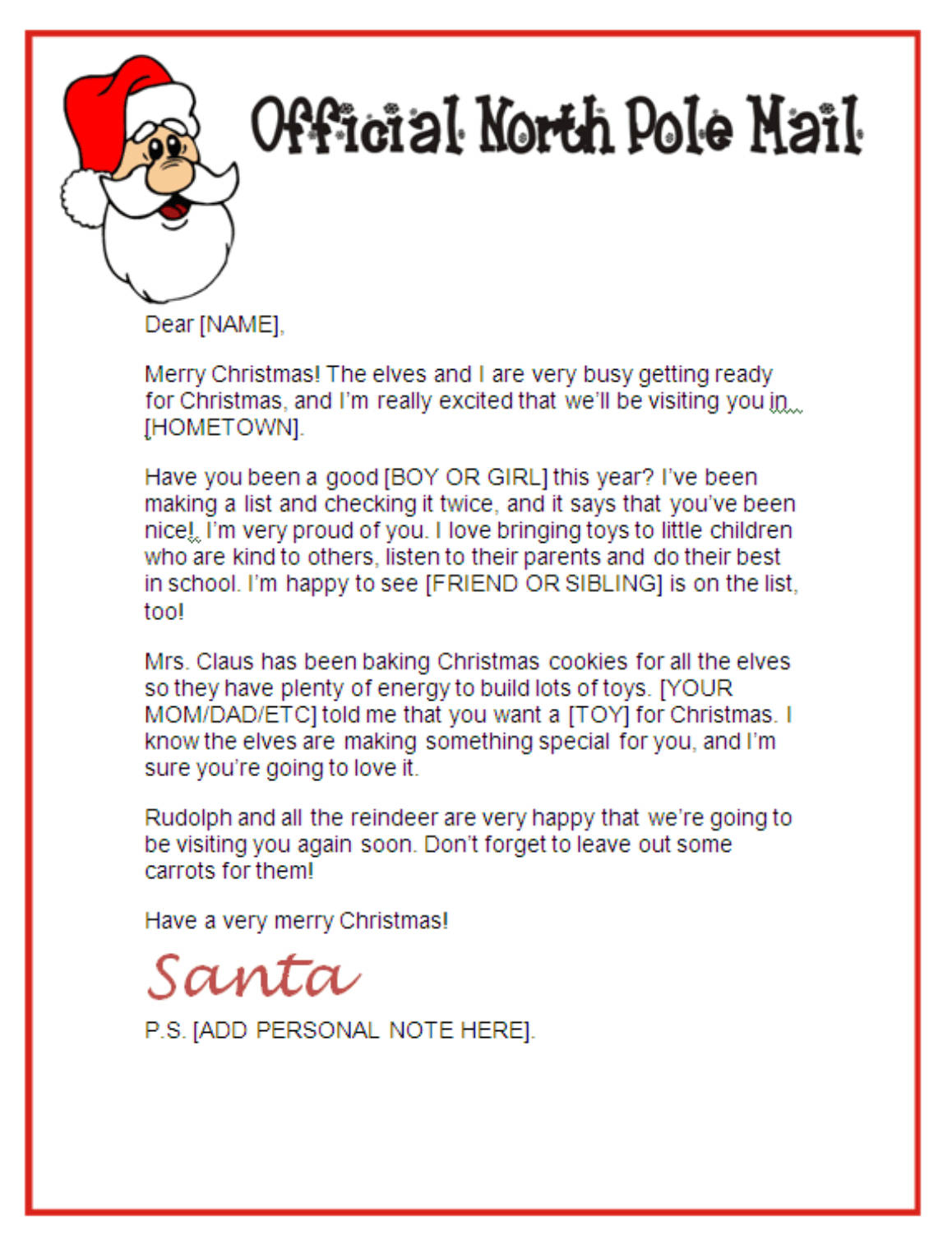 013 Letter From Santa Template Word Unusual Ideas Doc Free Within Letter From Santa Template Word