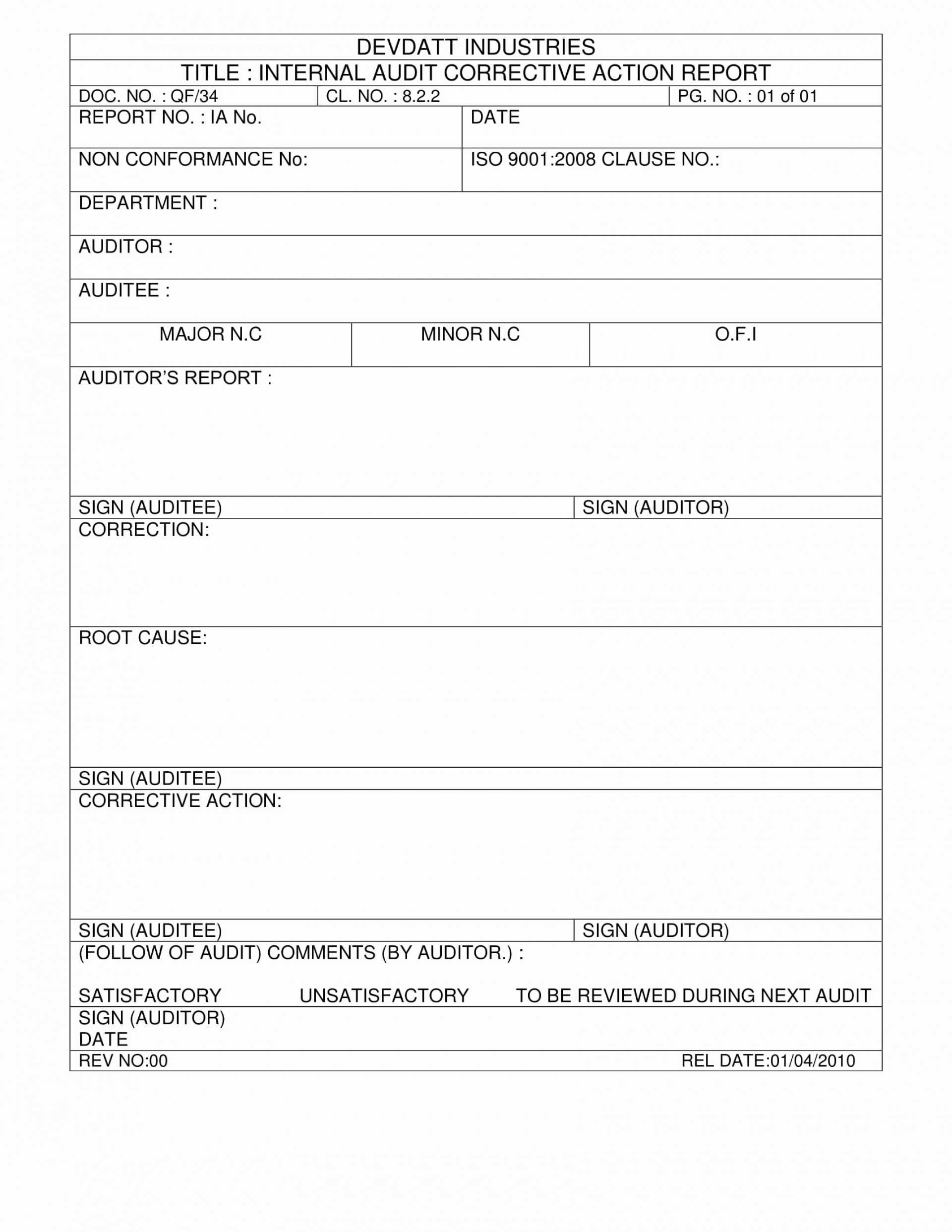 014 Corrective Action Form Template Word Ideas New Non In Non Conformance Report Form Template