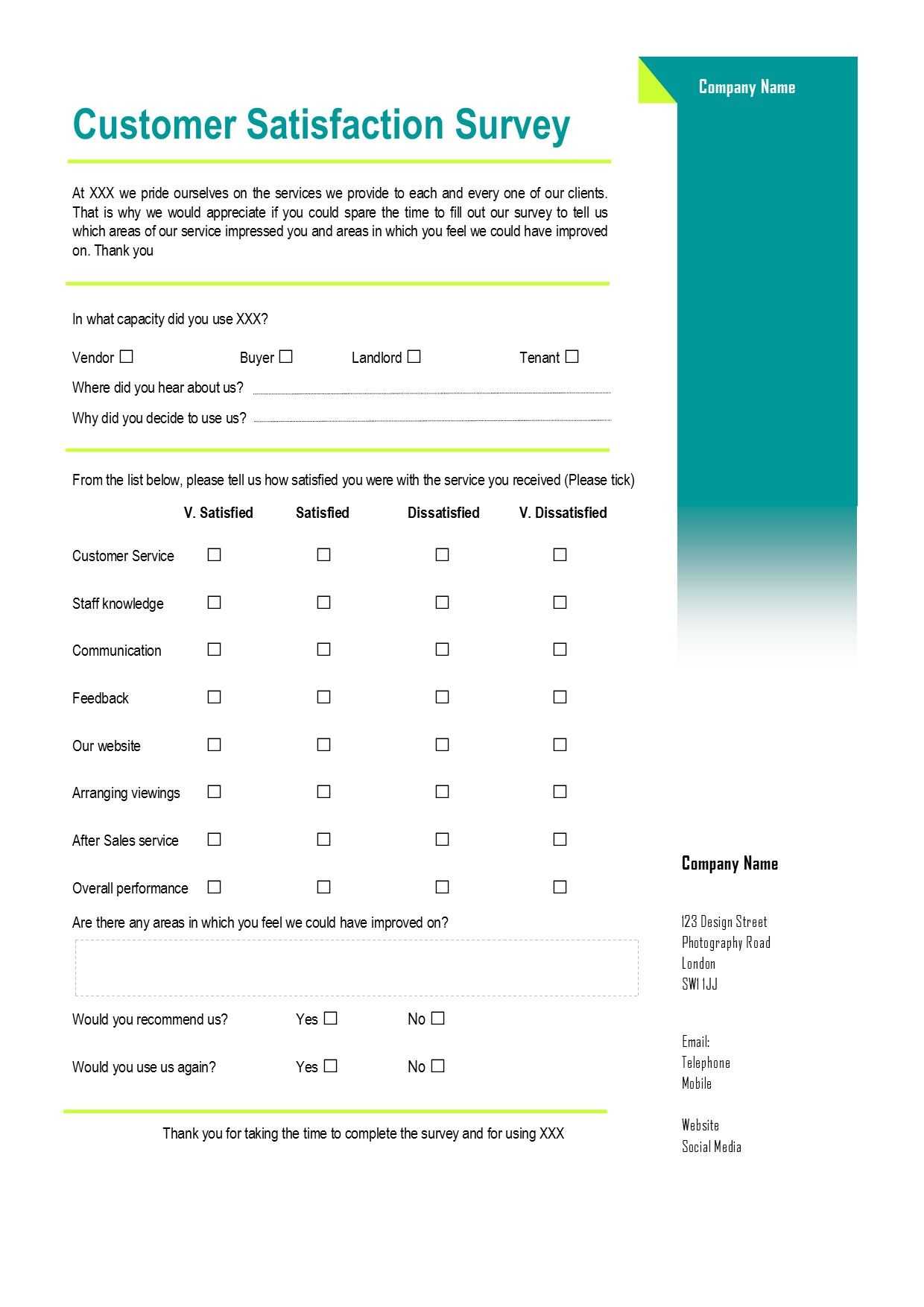 014 Customer Satisfaction Survey Template Ideas Stirring Inside Questionnaire Design Template Word