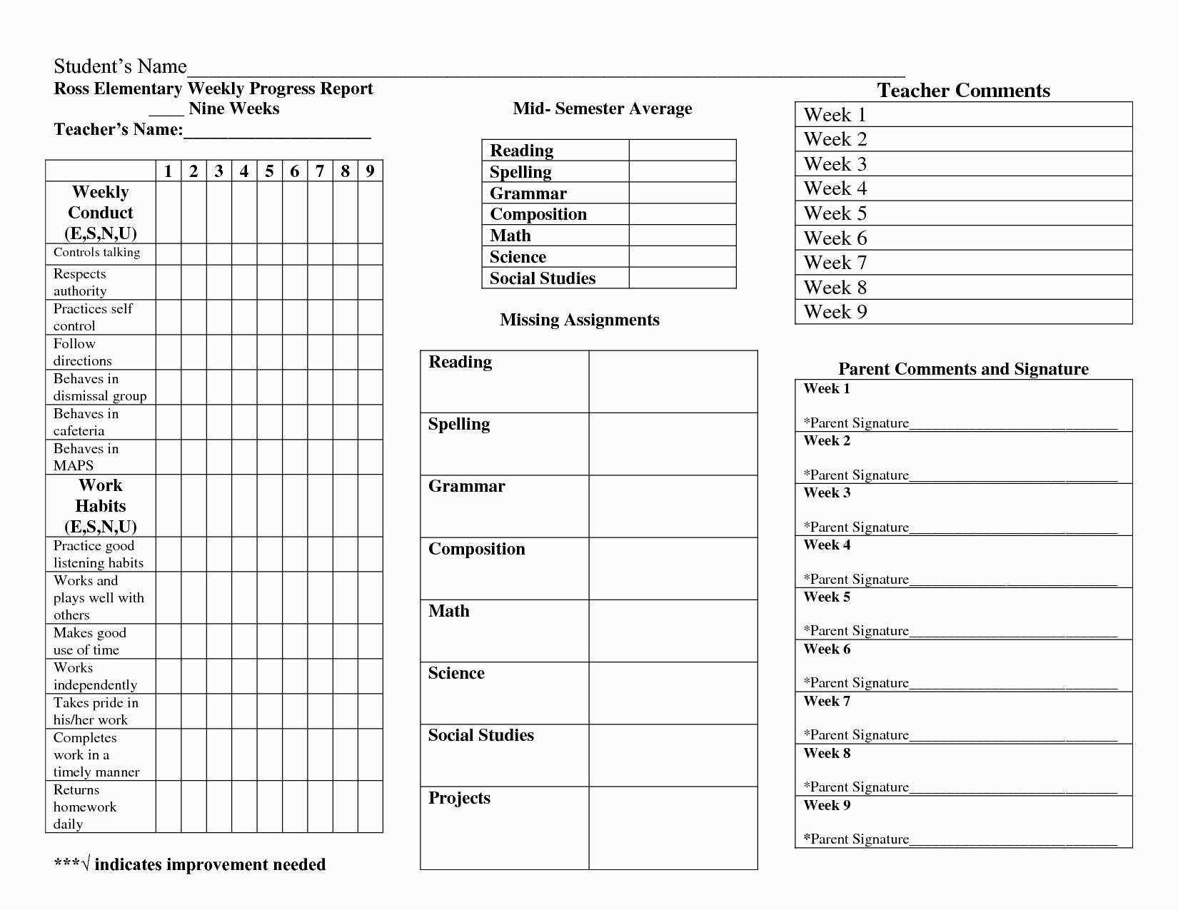 014 Free Printable Homeschool Report Card Template Best For Homeschool Report Card Template