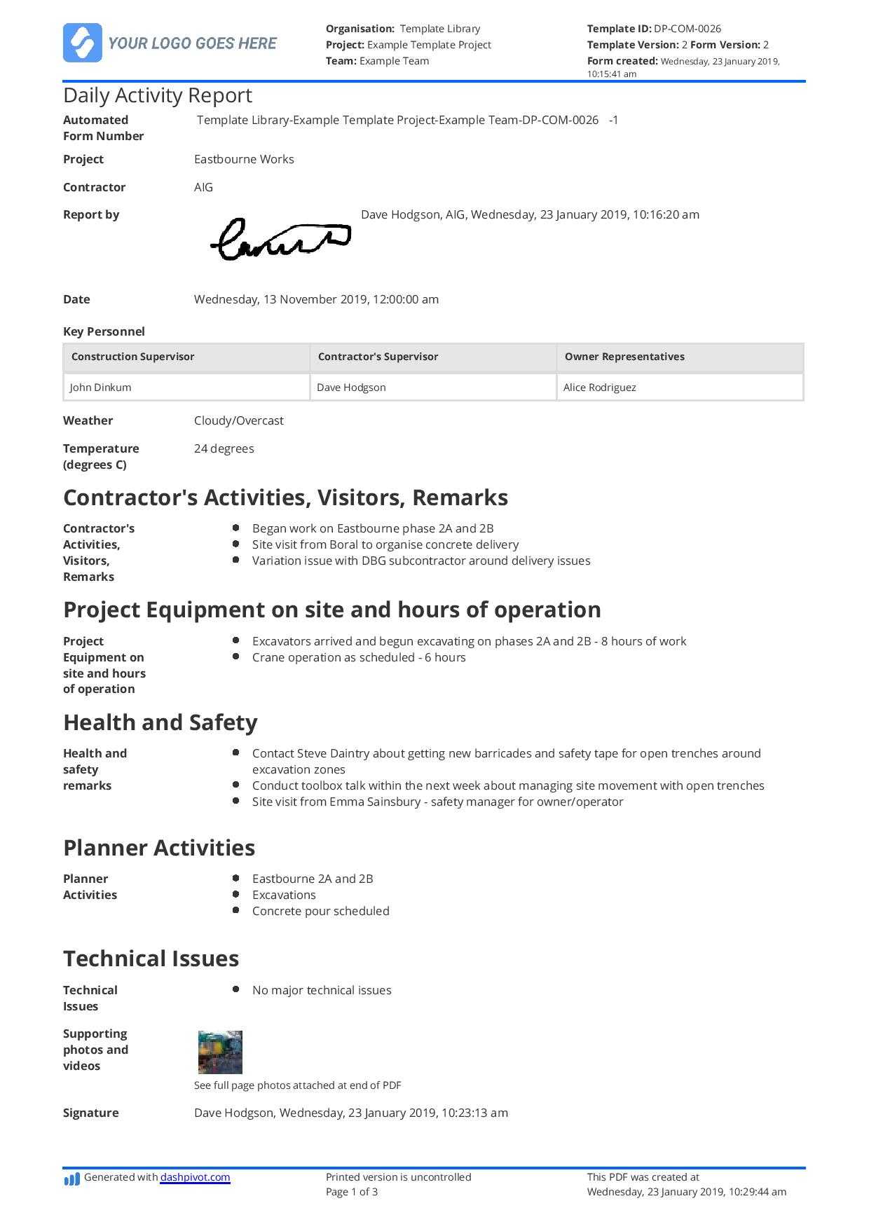 014 Template Ideas Daily Construction Site Report Format In Throughout Customer Site Visit Report Template