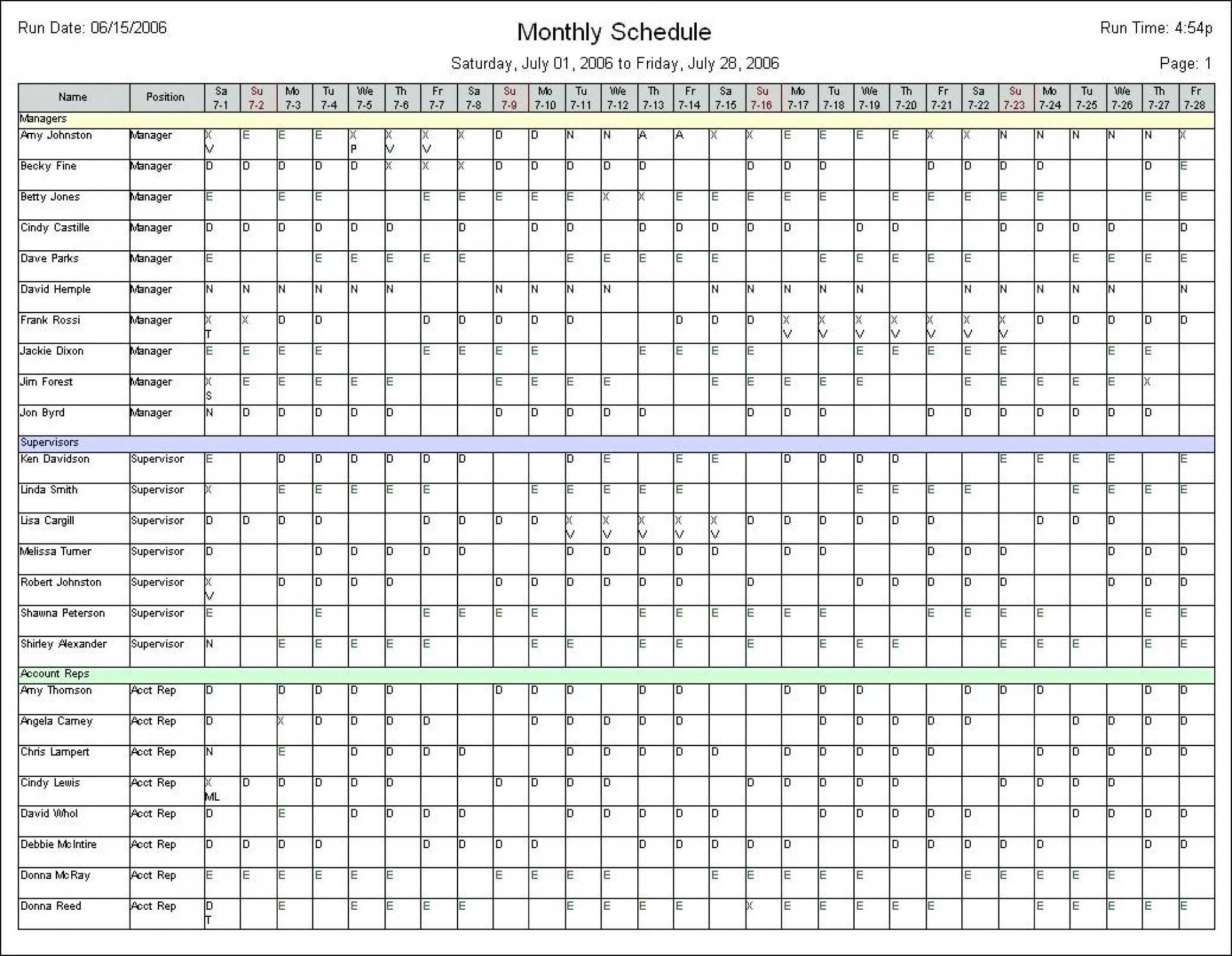 017 Free Monthly Employee Work Schedule Template Excel Shift Regarding Blank Monthly Work Schedule Template