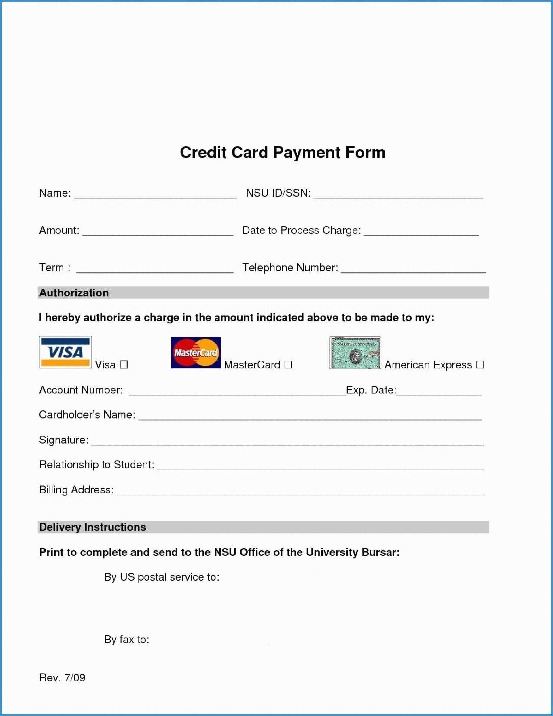 017 Template Ideas Credit Card Authorization Pdf Free Form Inside Credit Card Authorization Form Template Word