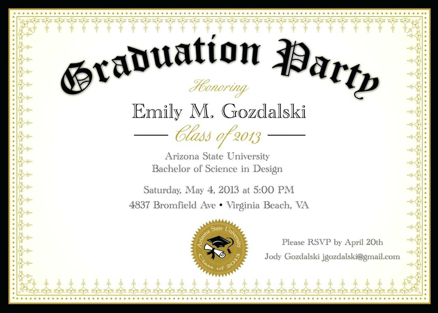 017 Template Ideas Free Graduation Party Invitation Pertaining To Graduation Party Invitation Templates Free Word
