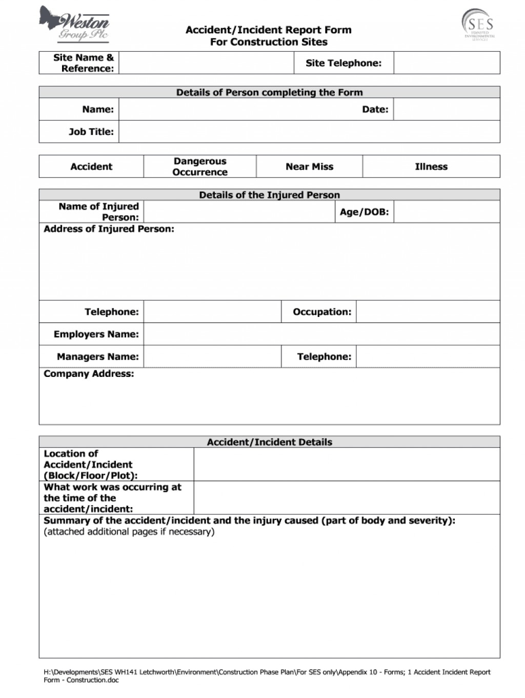 018 Template Ideas Construction Accident Report Form Sample Intended For Construction Accident Report Template
