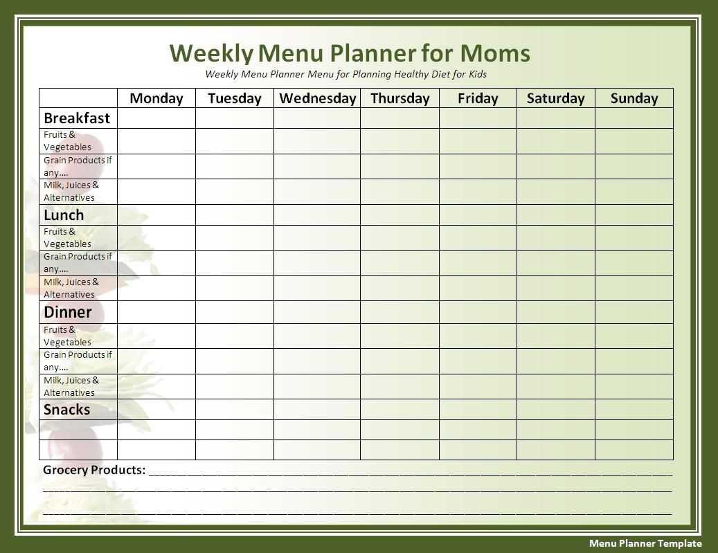 018 Template Ideas Free Menu Planner Templates For Word Meal With Meal Plan Template Word