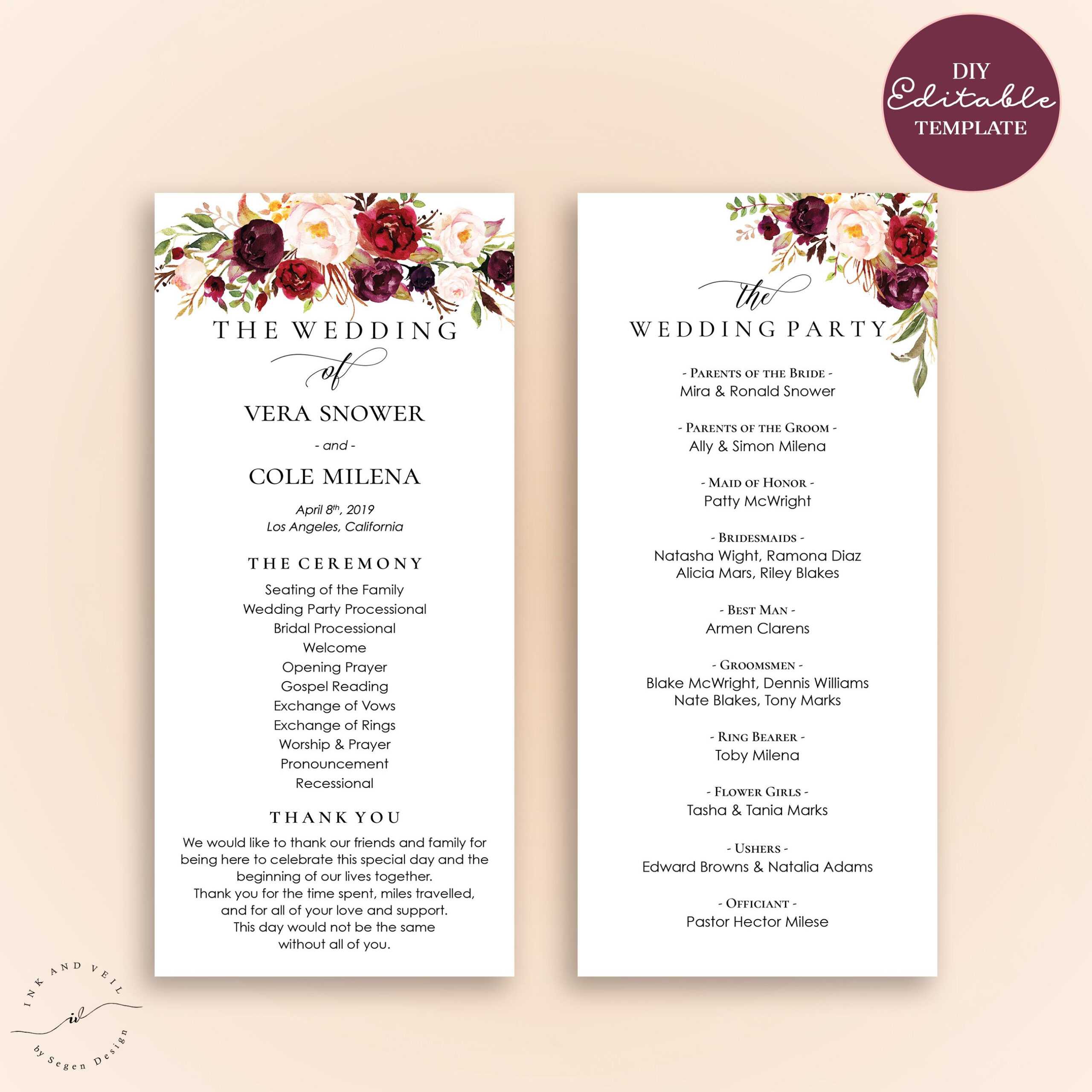 018 Wedding Program Templates Free Download Template Ideas With Regard To Free Printable Wedding Program Templates Word