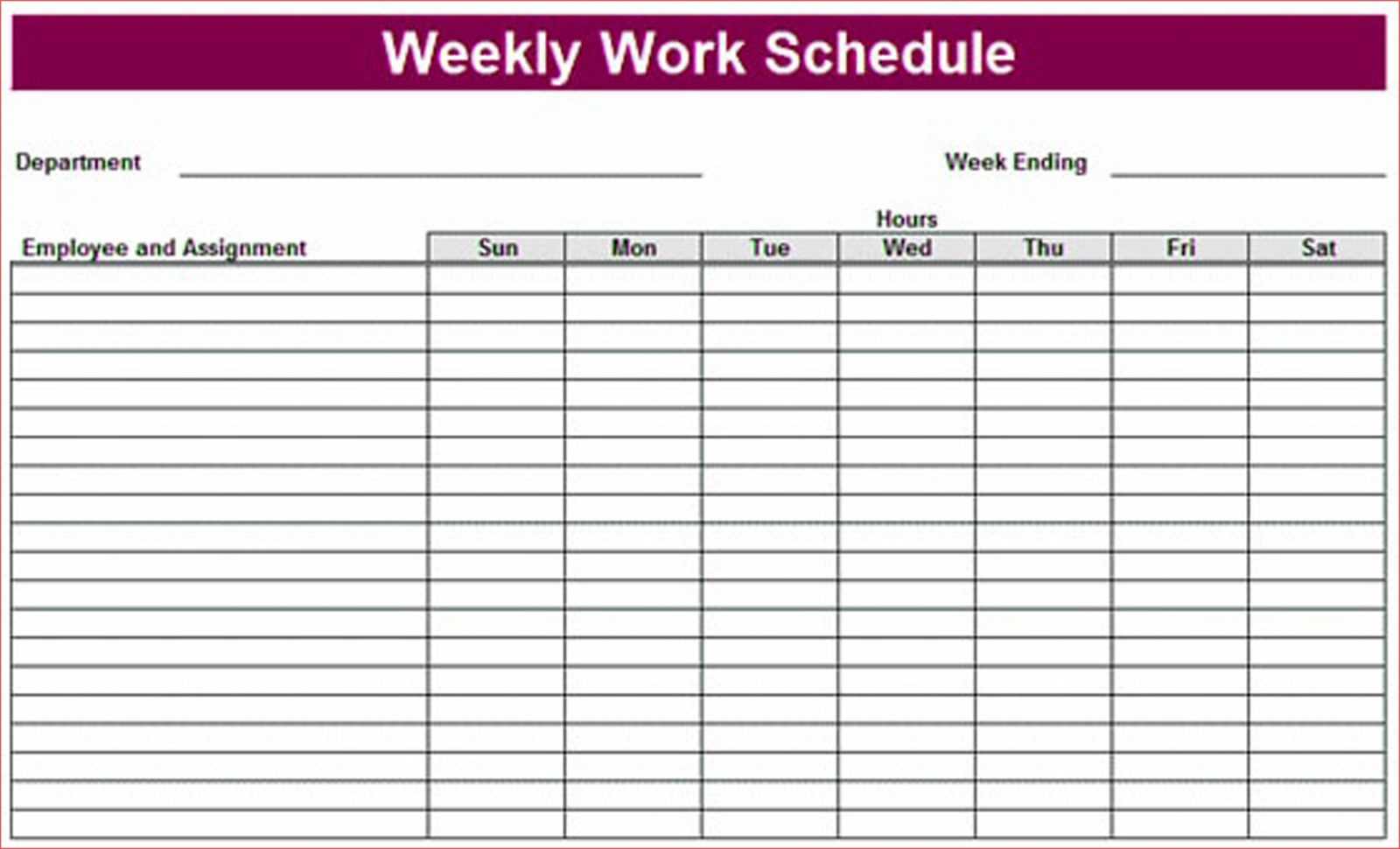 018 Weekly Printable Calendar Template With For Work With Regard To Blank Workout Schedule Template