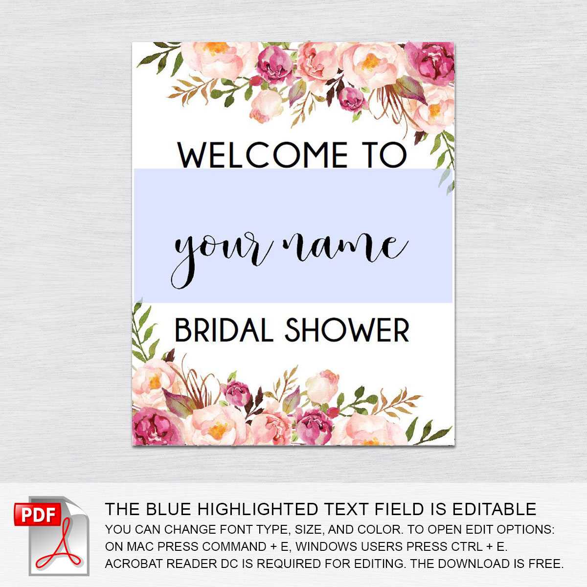019 Free Printable Welcome Sign Templates Template Singular Intended For Free Bridal Shower Banner Template