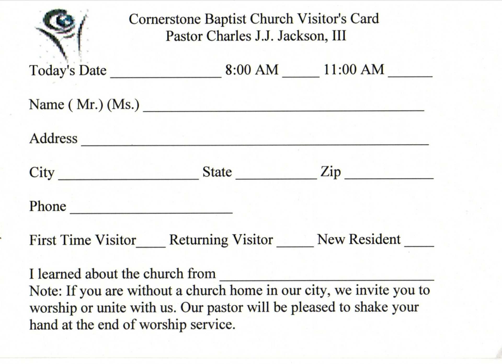 019 Template Ideas Church Visitor Card Word Impressive Throughout Church Visitor Card Template Word