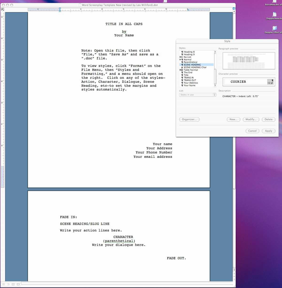 020 Microsoft Word Screenplay Template Ideas Format With Microsoft Word Screenplay Template