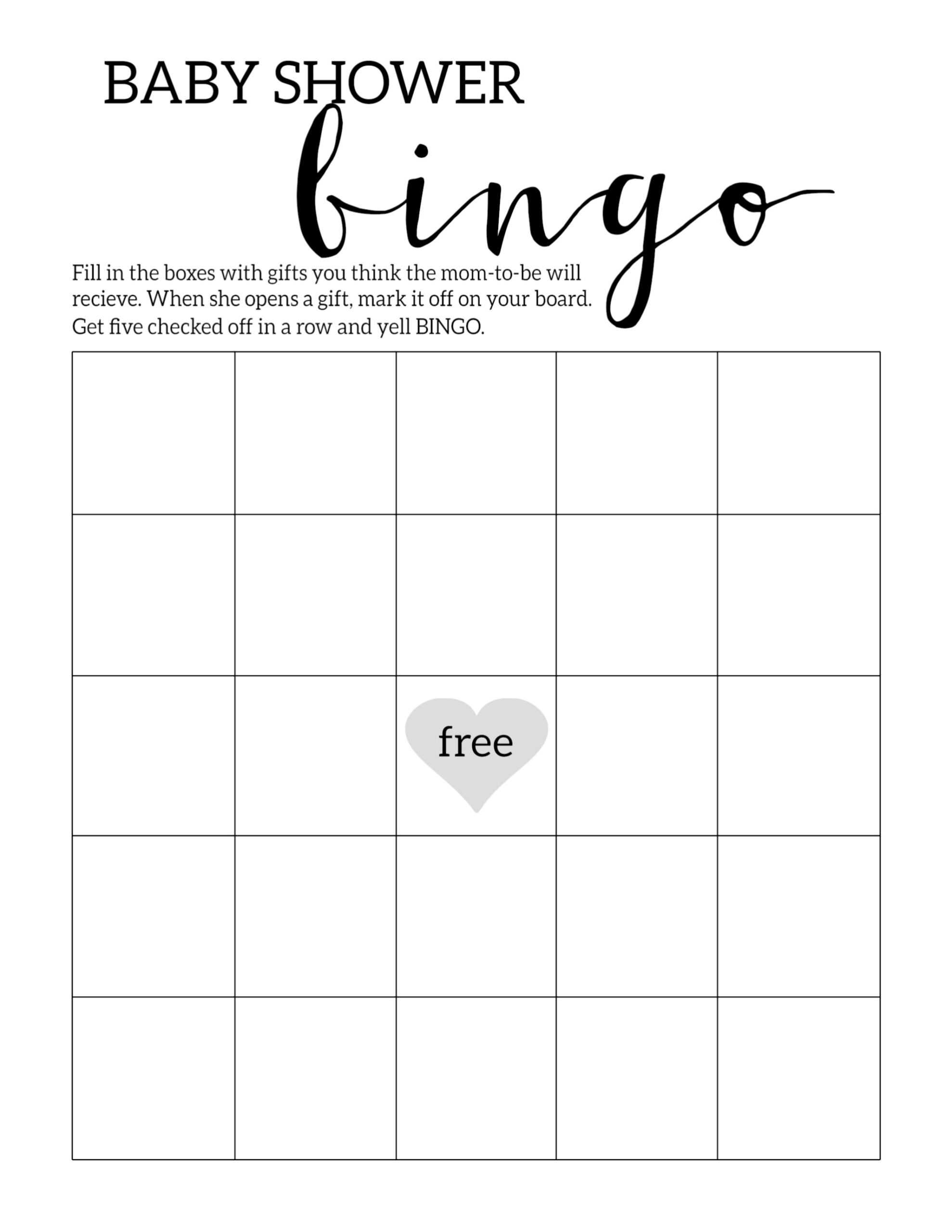 020 Sets Of Free Baby Shower Bingo Cards Pertaining To Regarding Blank Bridal Shower Bingo Template
