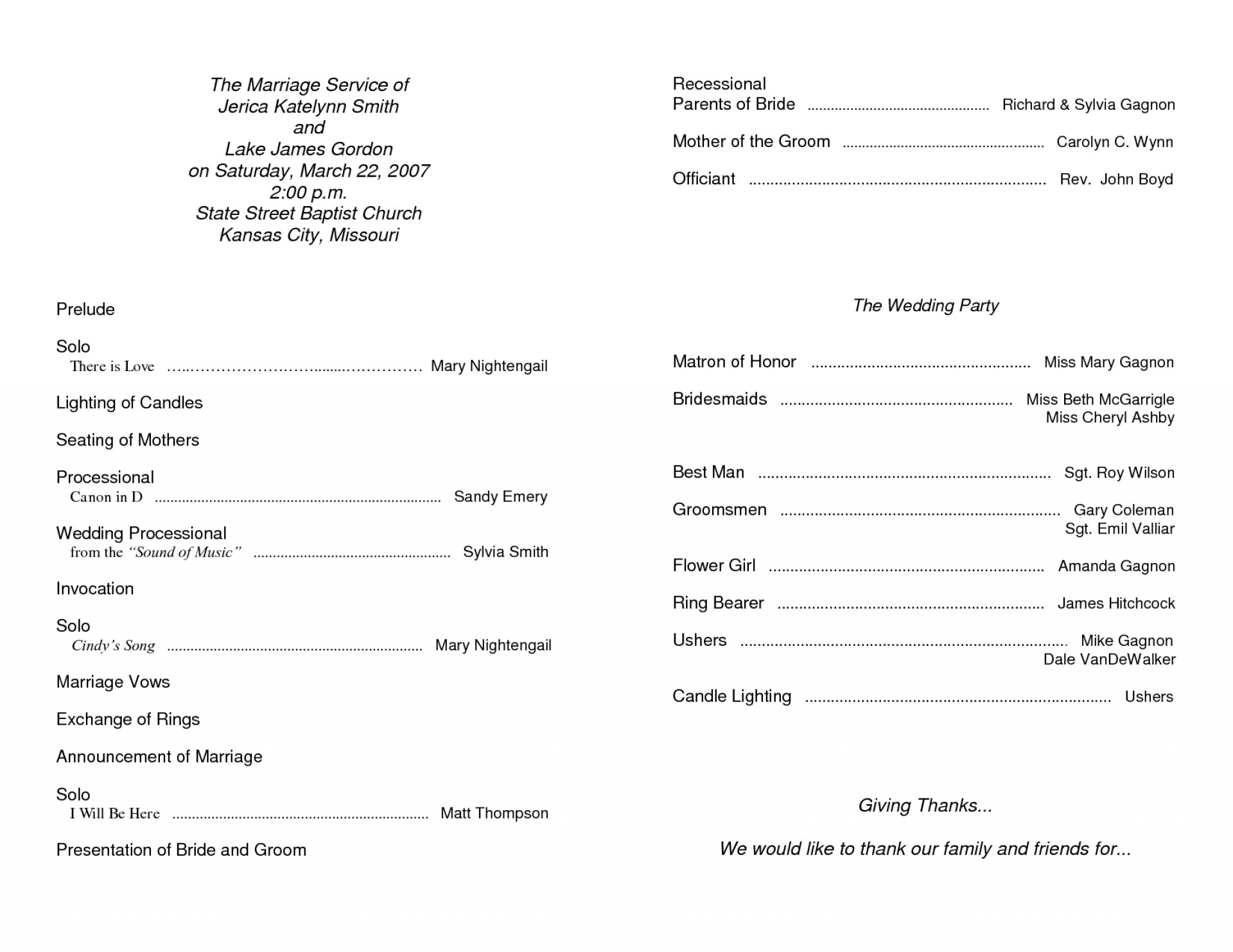 Free Printable Church Program Template