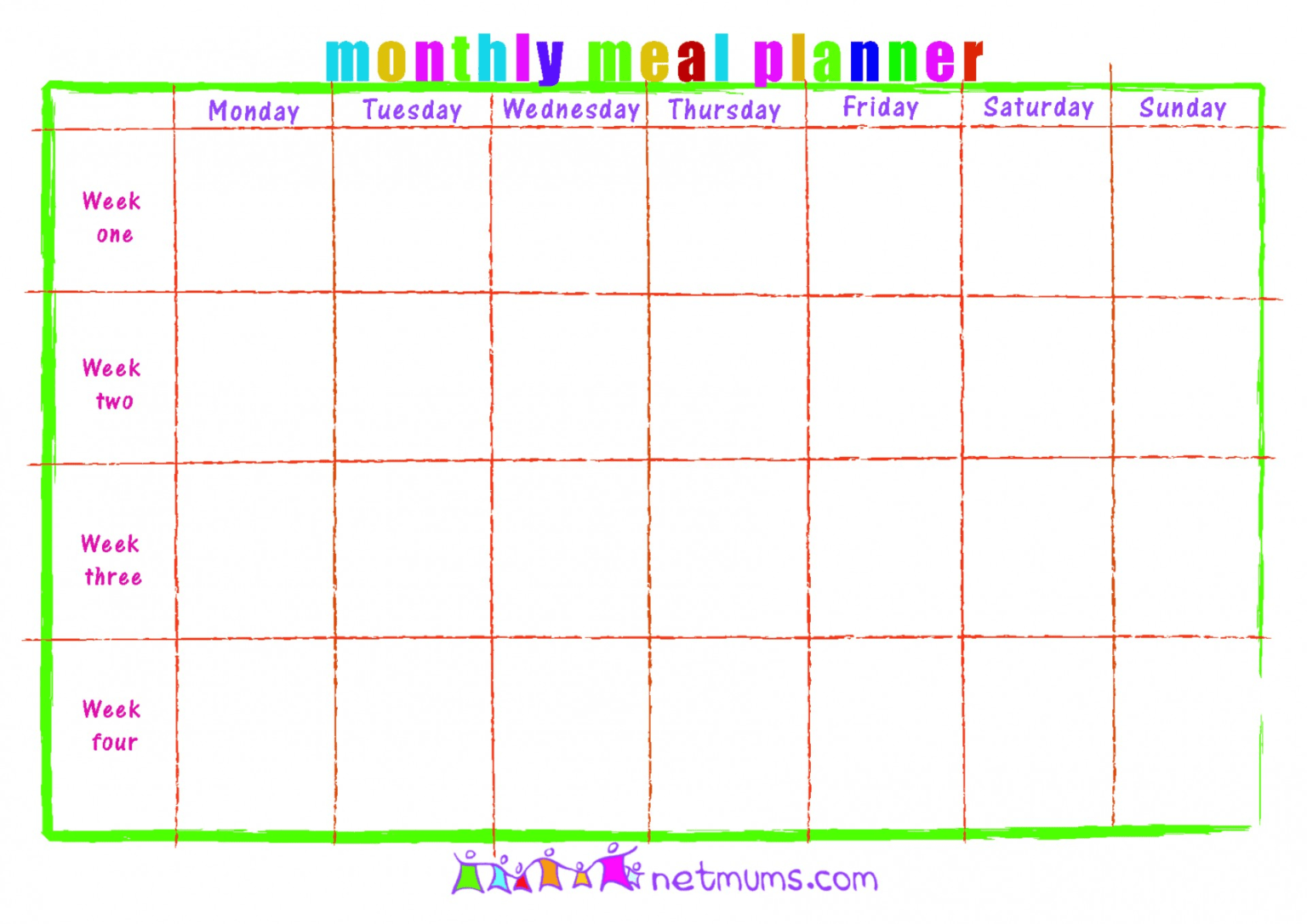 Menu Planning Template Word