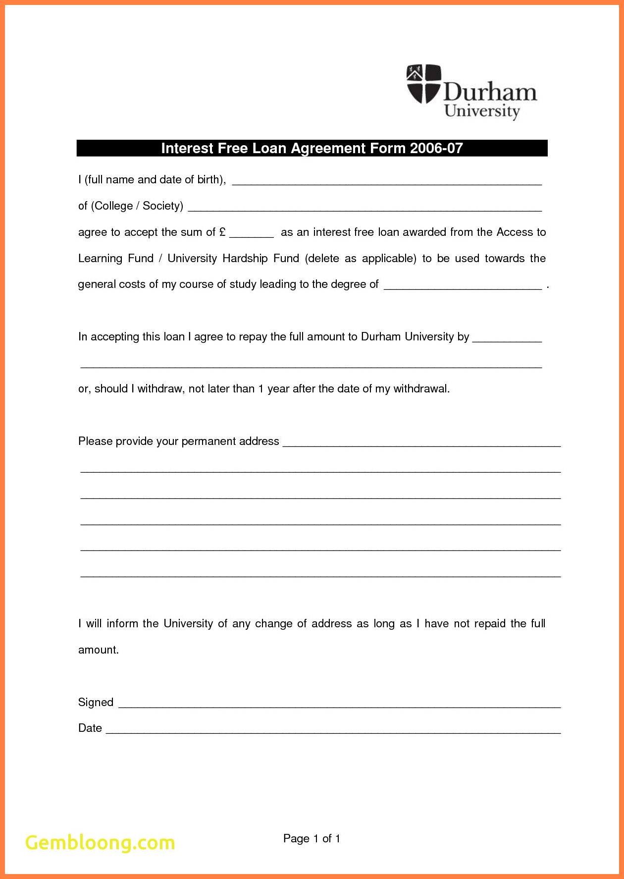 021 Template Ideas Free Loan Agreement Form New Printable Intended For Blank Loan Agreement Template