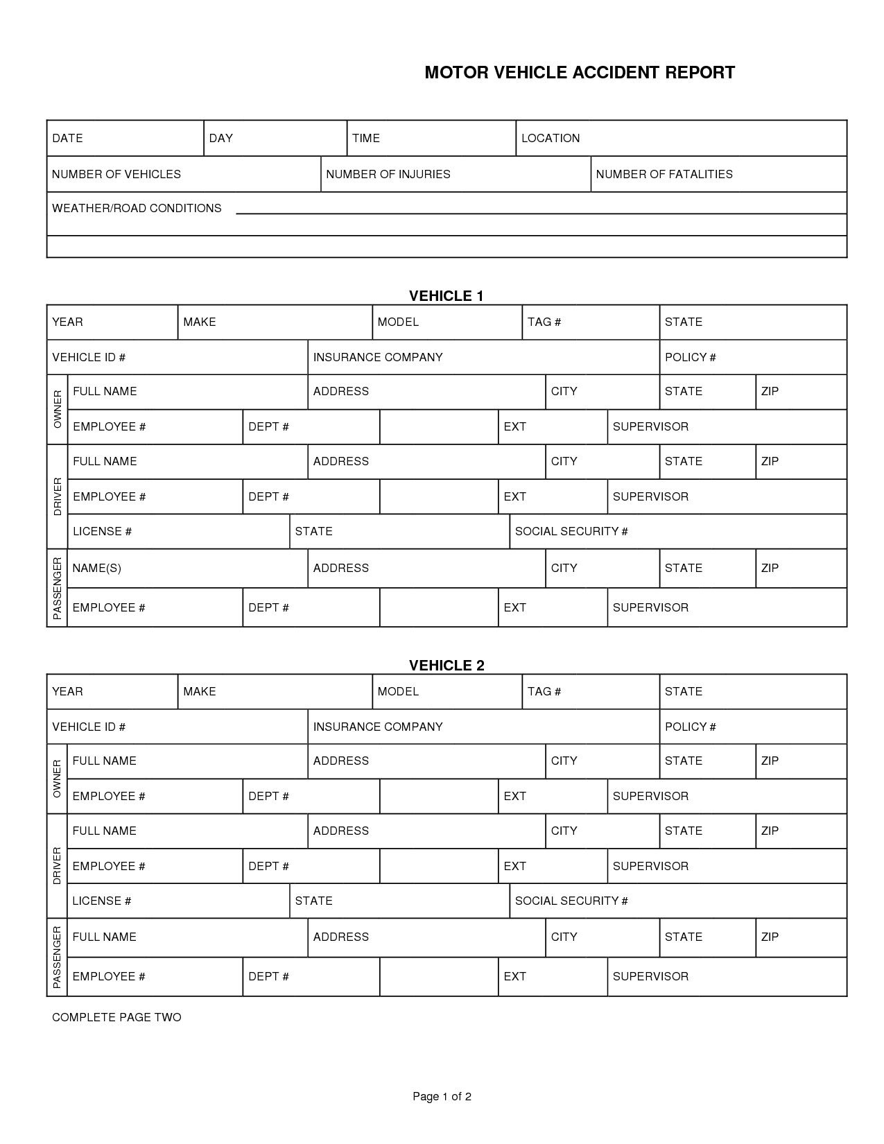 022 Vehicle Accident Report Form Template Doc Printable Pertaining To Vehicle Accident Report Template