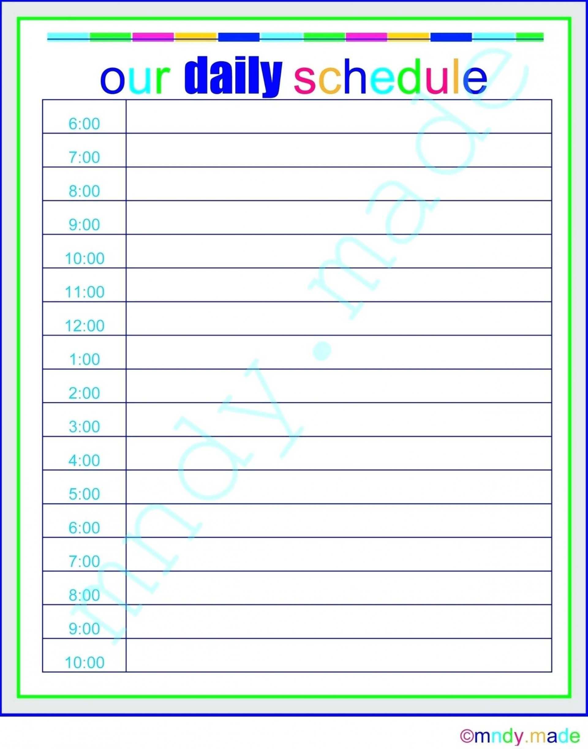 023 Daily Schedule Template Printable Ideas Surprising For Blank Calendar Template For Kids