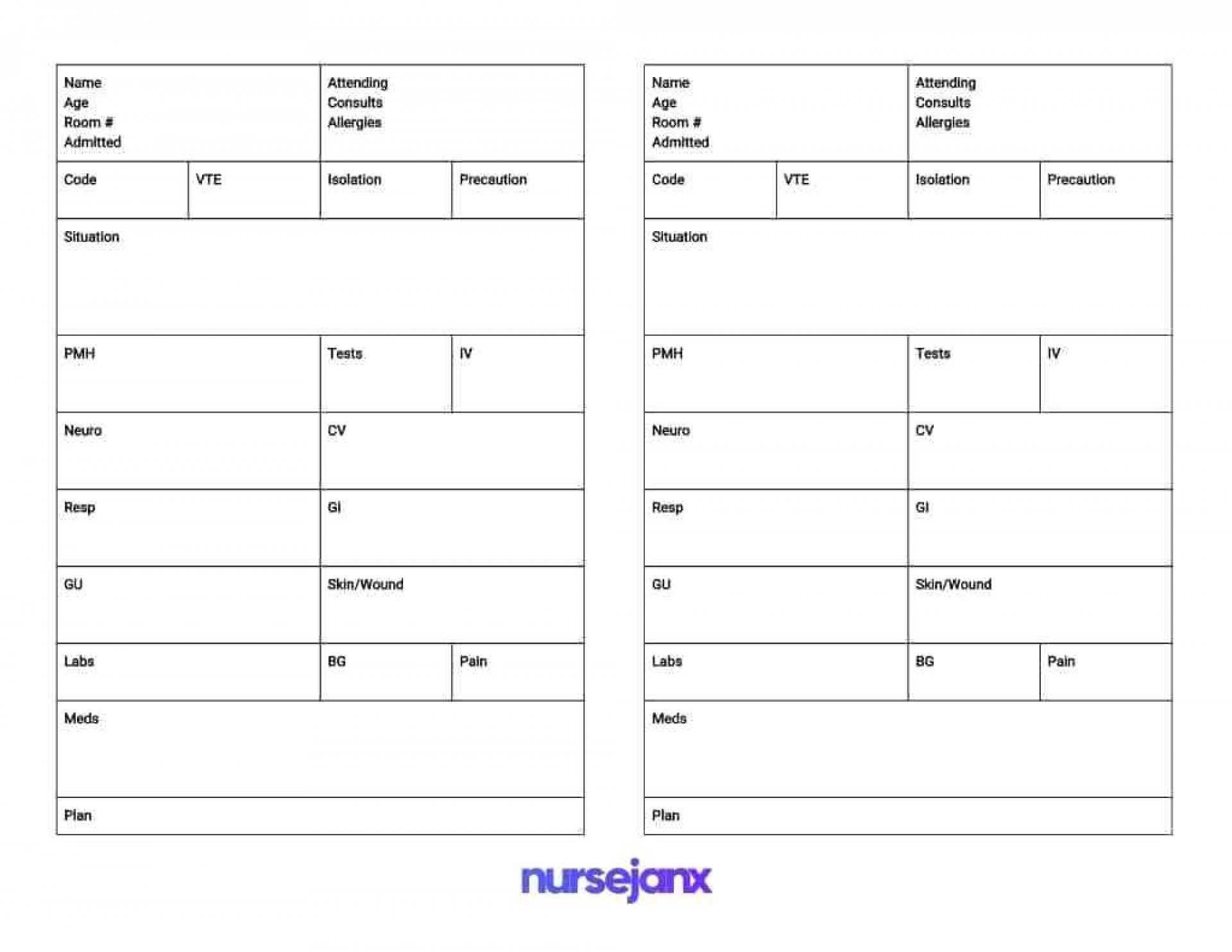 023 Table1 Nursing Shift Report Template Unforgettable Ideas Pertaining To Shift Report Template