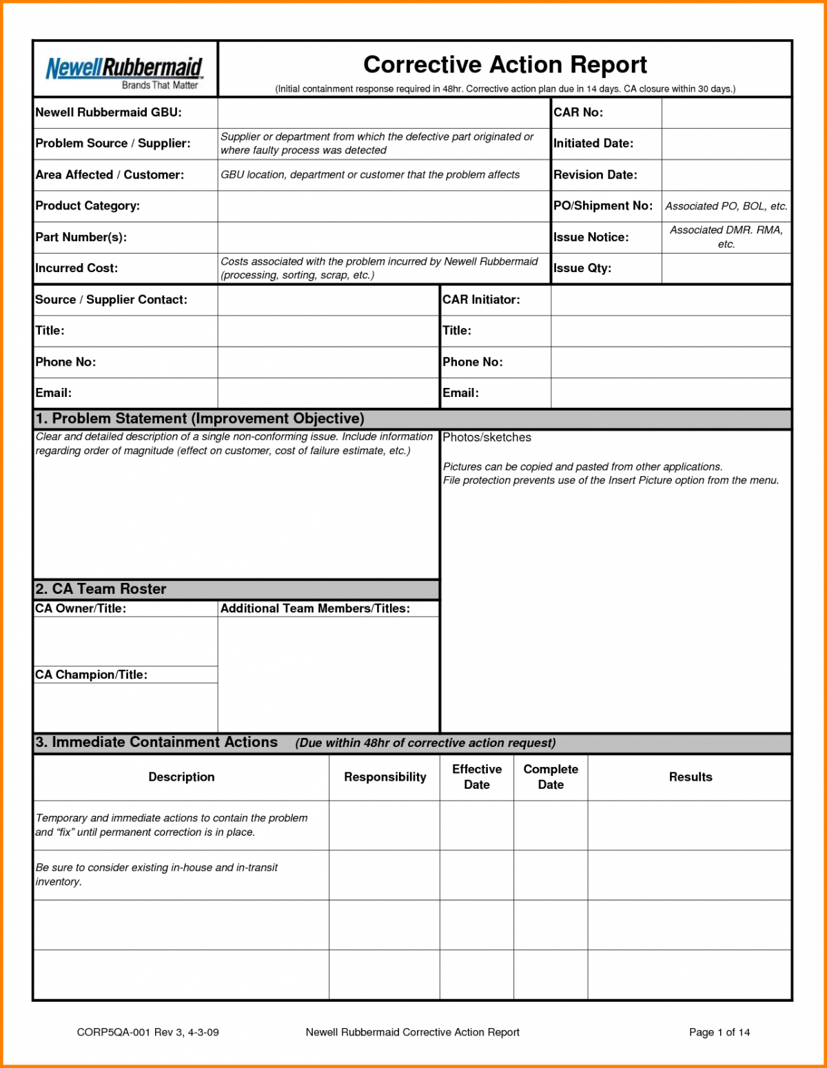 024 Template Ideas 20Form Corrective Action Report Regarding Rma Report Template