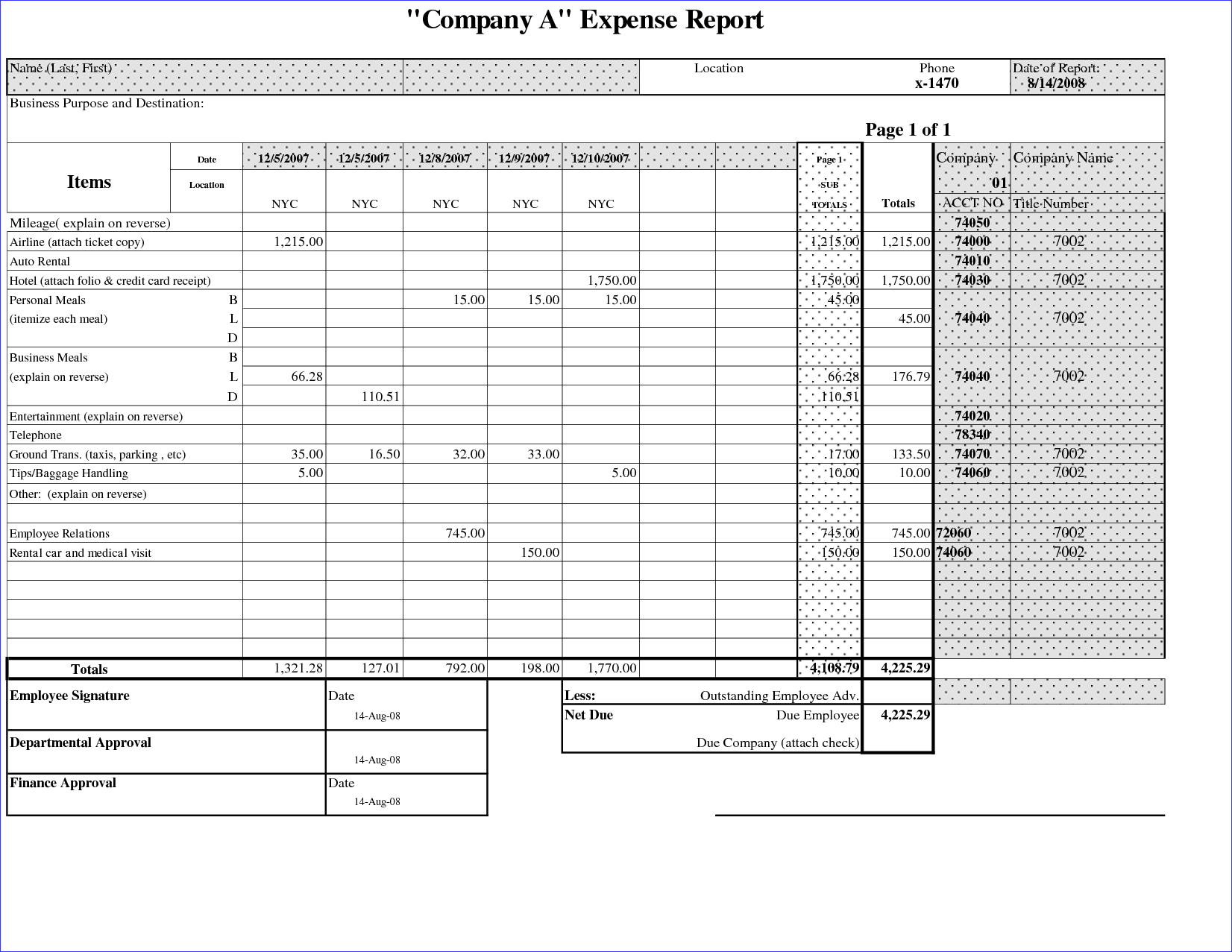 025 Business Expense Report Template Basic Company With Inside Company Expense Report Template