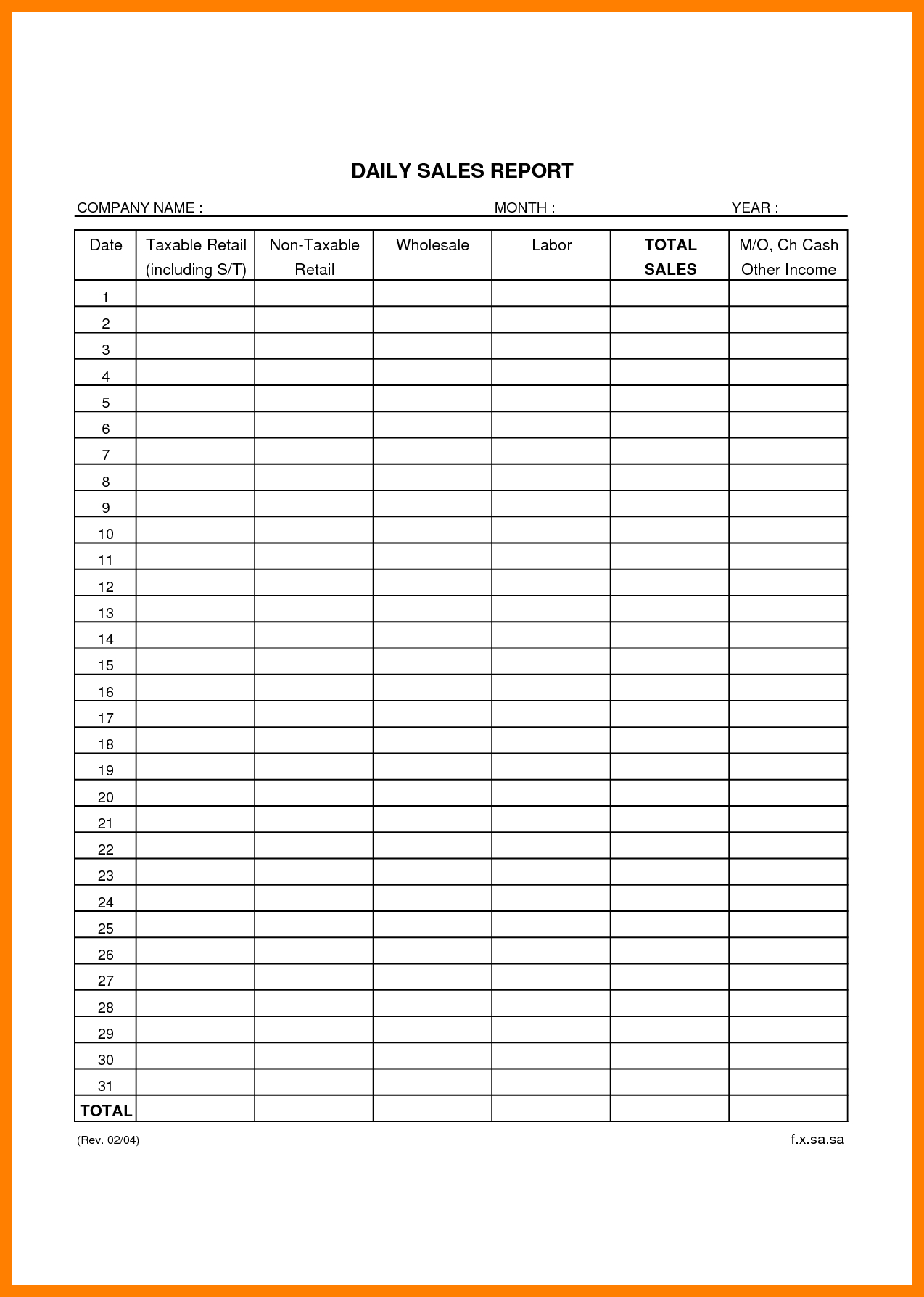 025 Daily Sales Report Template Retail Business Templates With Regard To Excel Sales Report Template Free Download
