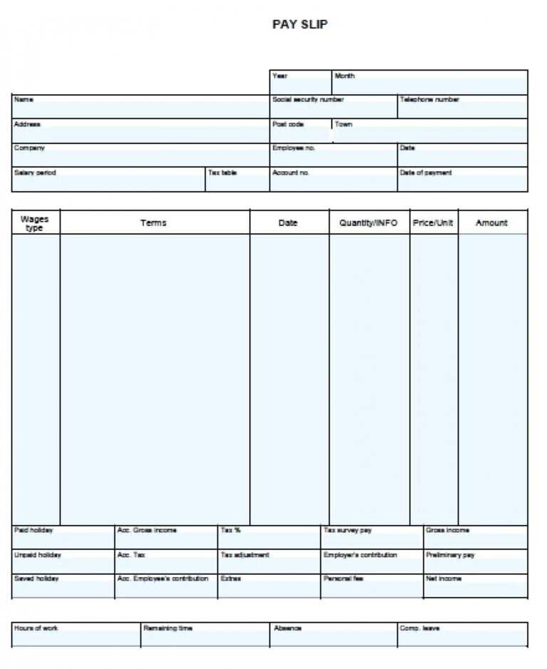  Blank Pay Stub Template Word 