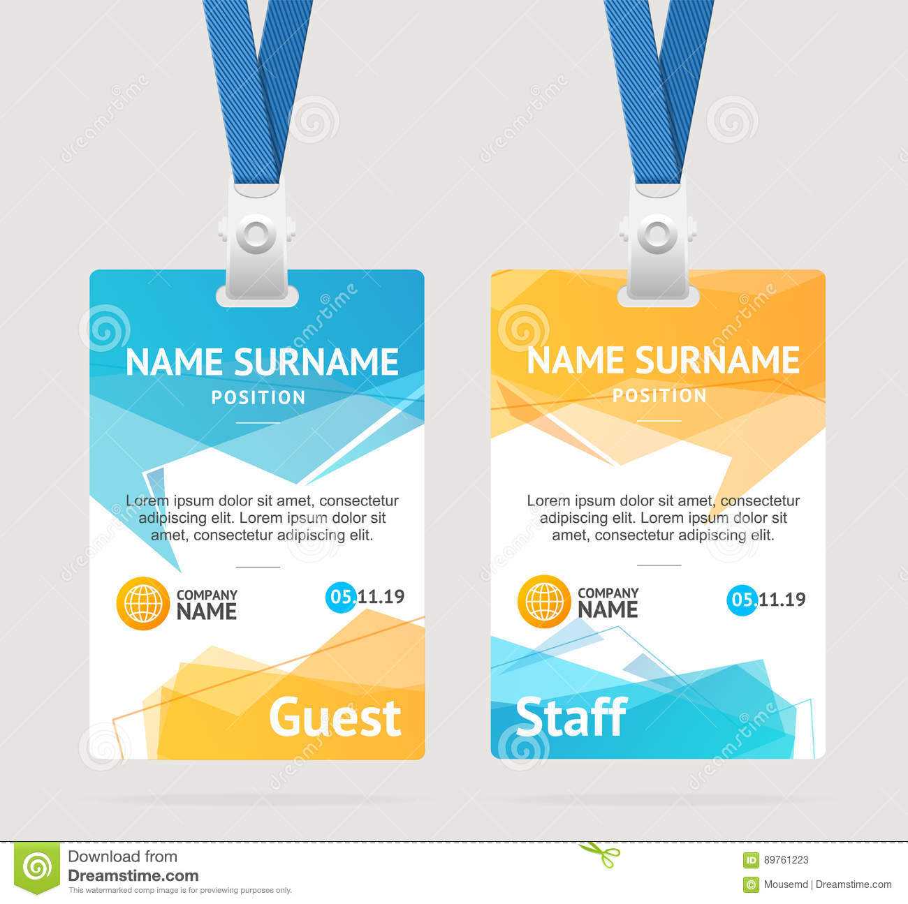026 Template Ideas Id Card Plastic Badge Vector Vertical Set With Regard To Id Badge Template Word