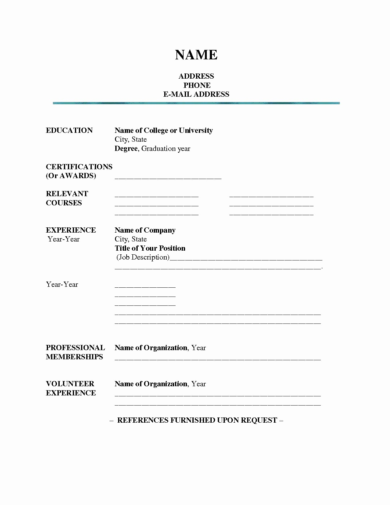 027 Free Blank Resume Templates Blanksume Form Professional Within Free Printable Resume Templates Microsoft Word